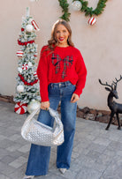 Plaid Bow Holiday Sweater \ KKB EXCLUSIVE XS-3X-Sweater-Krush Kandy, Women's Online Fashion Boutique Located in Phoenix, Arizona (Scottsdale Area)