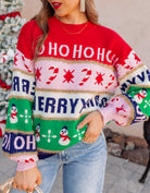 Ho Ho Ho Merry Christmas Colorblock Sweater-Sweater-Krush Kandy, Women's Online Fashion Boutique Located in Phoenix, Arizona (Scottsdale Area)