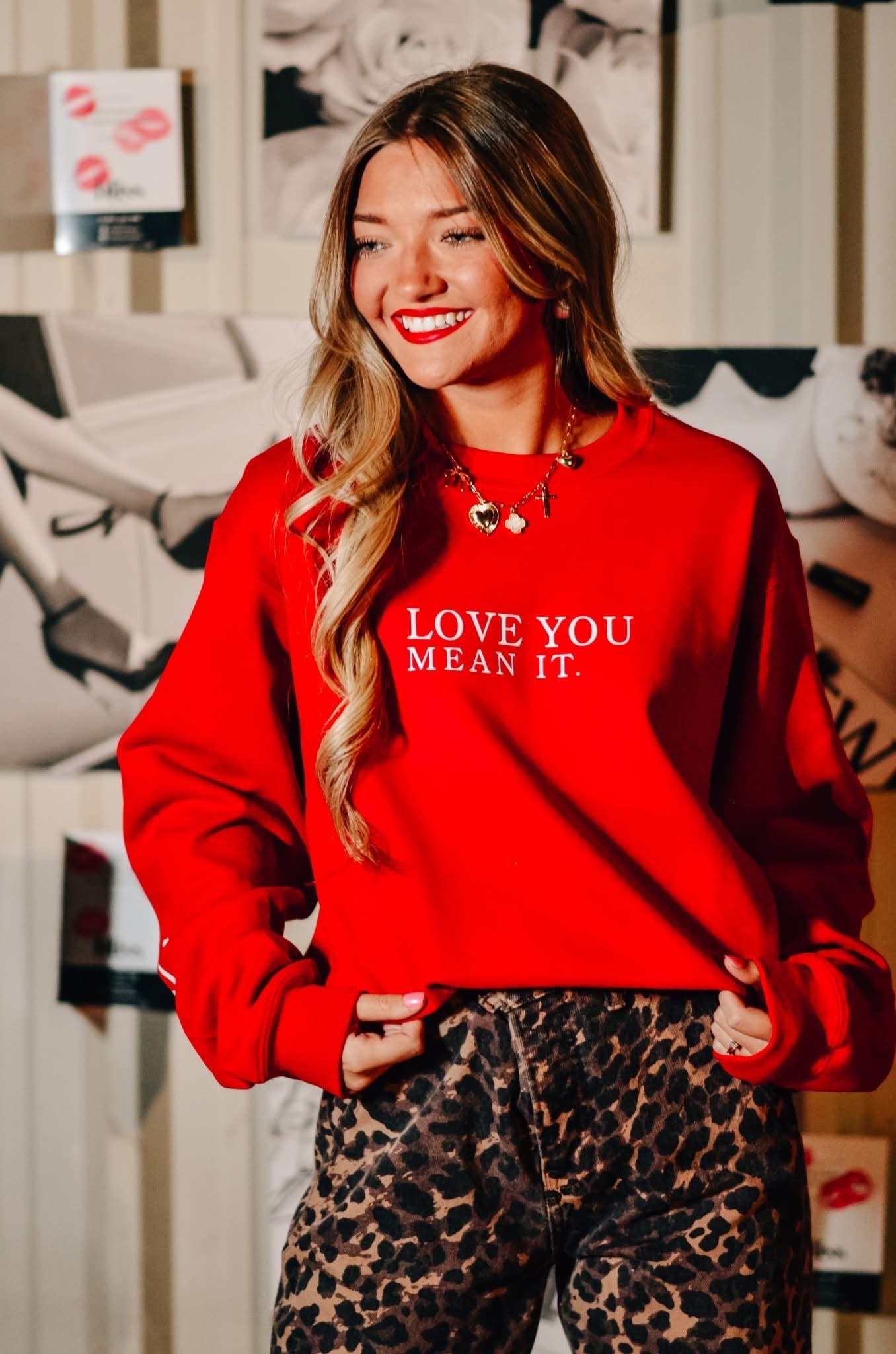 Love You Mean It Red Sweatshirt-Krush Kandy, Women's Online Fashion Boutique Located in Phoenix, Arizona (Scottsdale Area)