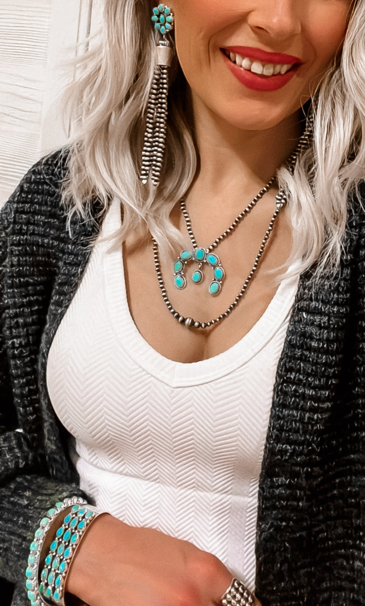Highly Anticipated Desert Pearl & Turquoise Necklace | Krush Exclusive-Necklaces-Krush Kandy, Women's Online Fashion Boutique Located in Phoenix, Arizona (Scottsdale Area)