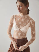 Chic Lace Mesh Top-Long Sleeve Tops-Krush Kandy, Women's Online Fashion Boutique Located in Phoenix, Arizona (Scottsdale Area)