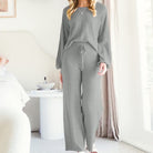 LUXE Soft Long Sleeve & Wide Leg Pant Lounge Set-Pants-Krush Kandy, Women's Online Fashion Boutique Located in Phoenix, Arizona (Scottsdale Area)
