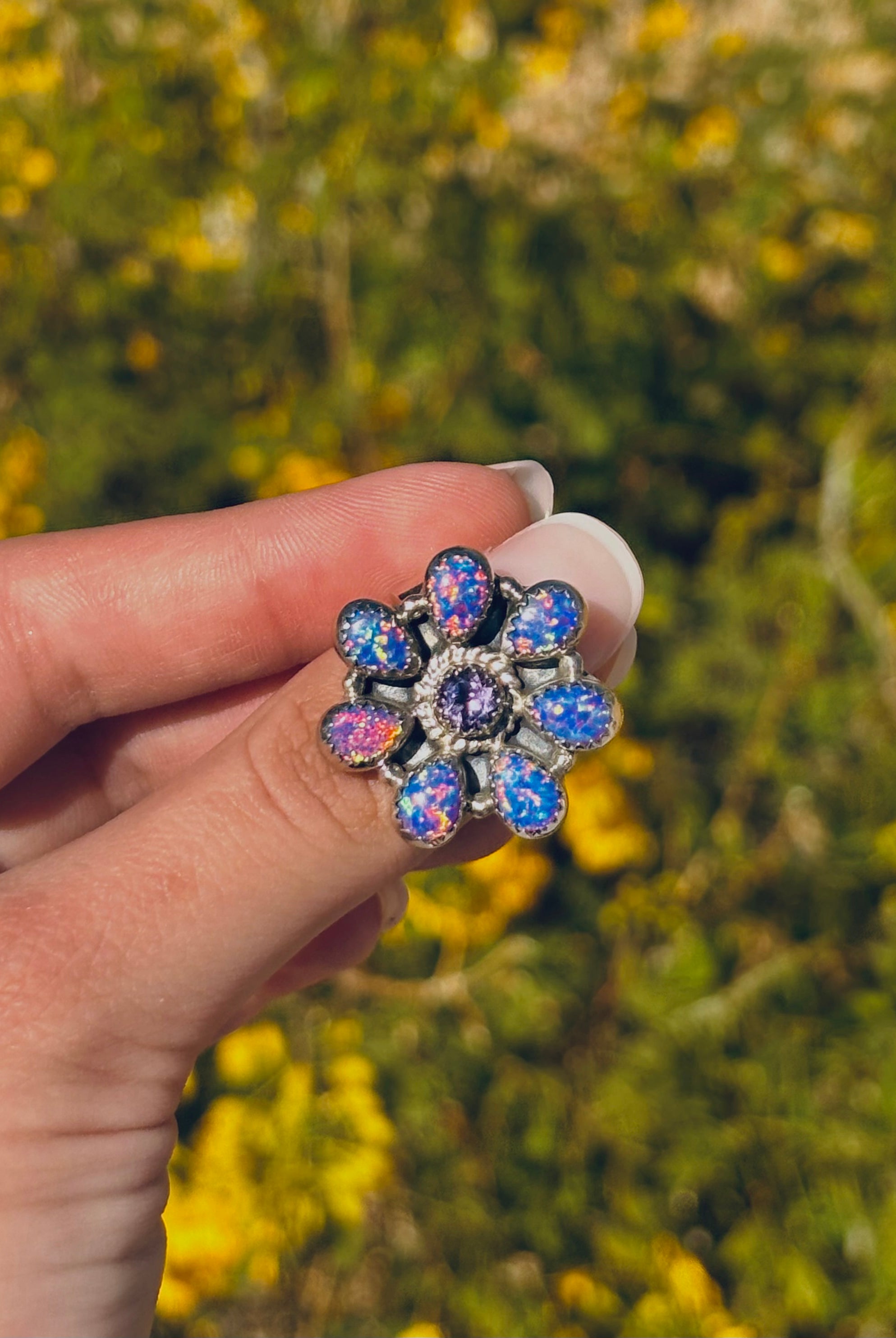 Kristyn's Purple Opal Flower Ring-Rings-Krush Kandy, Women's Online Fashion Boutique Located in Phoenix, Arizona (Scottsdale Area)