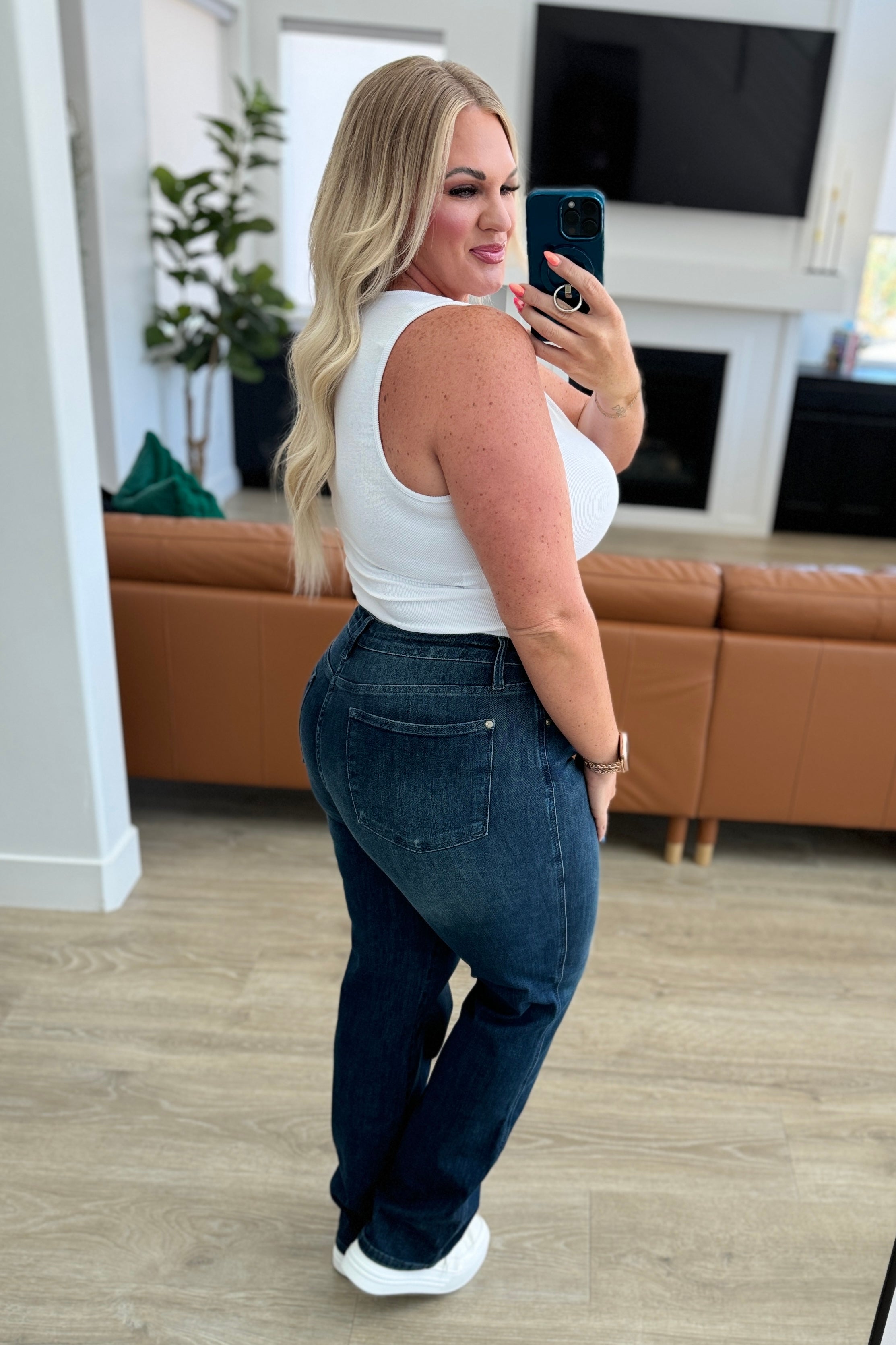 Judy Blue Muriel Mid Rise Control Top Classic Straight Jeans-Jeans-Krush Kandy, Women's Online Fashion Boutique Located in Phoenix, Arizona (Scottsdale Area)