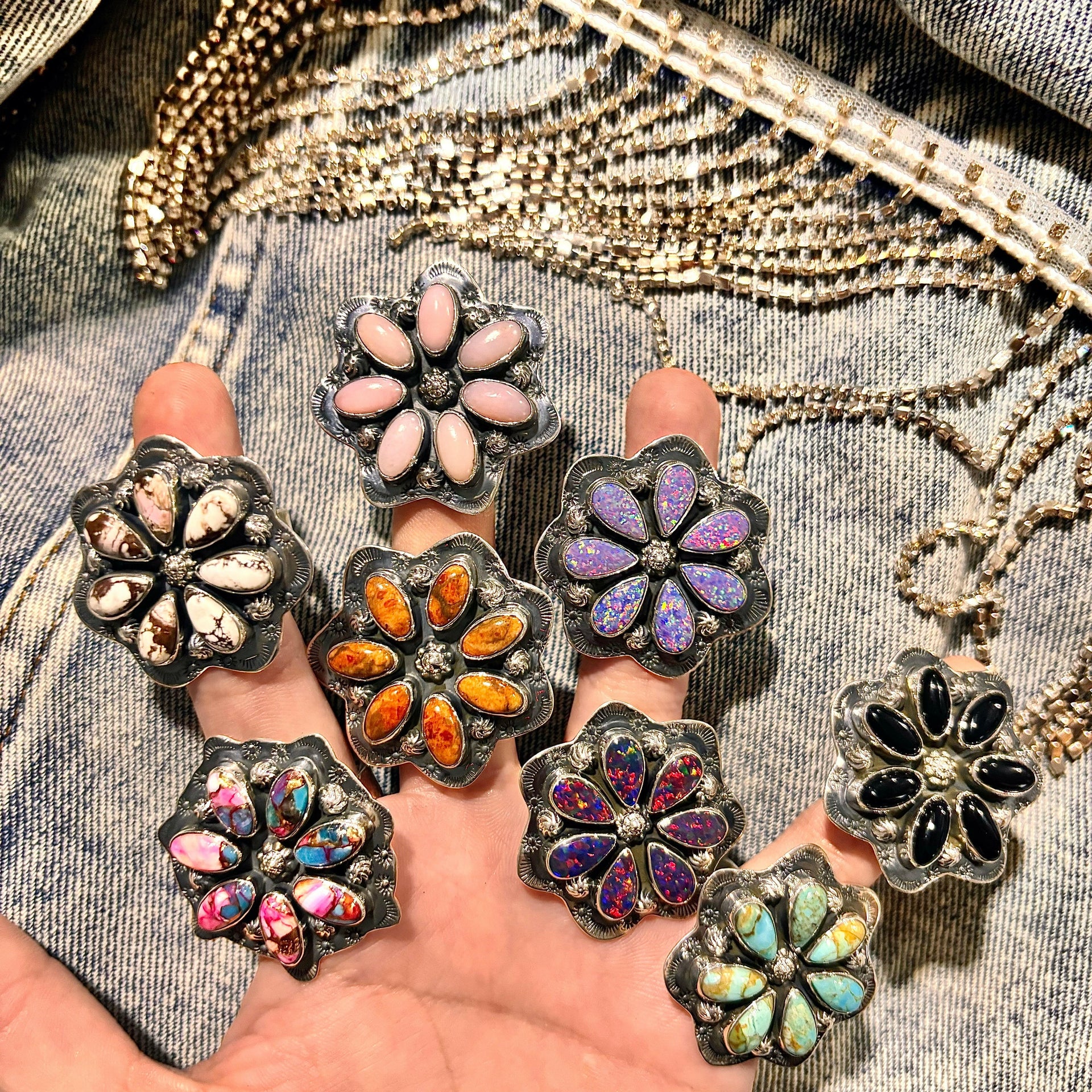 Cute Stamped Stone Flower Ring | Krush Exclusive-Cluster Rings-Krush Kandy, Women's Online Fashion Boutique Located in Phoenix, Arizona (Scottsdale Area)