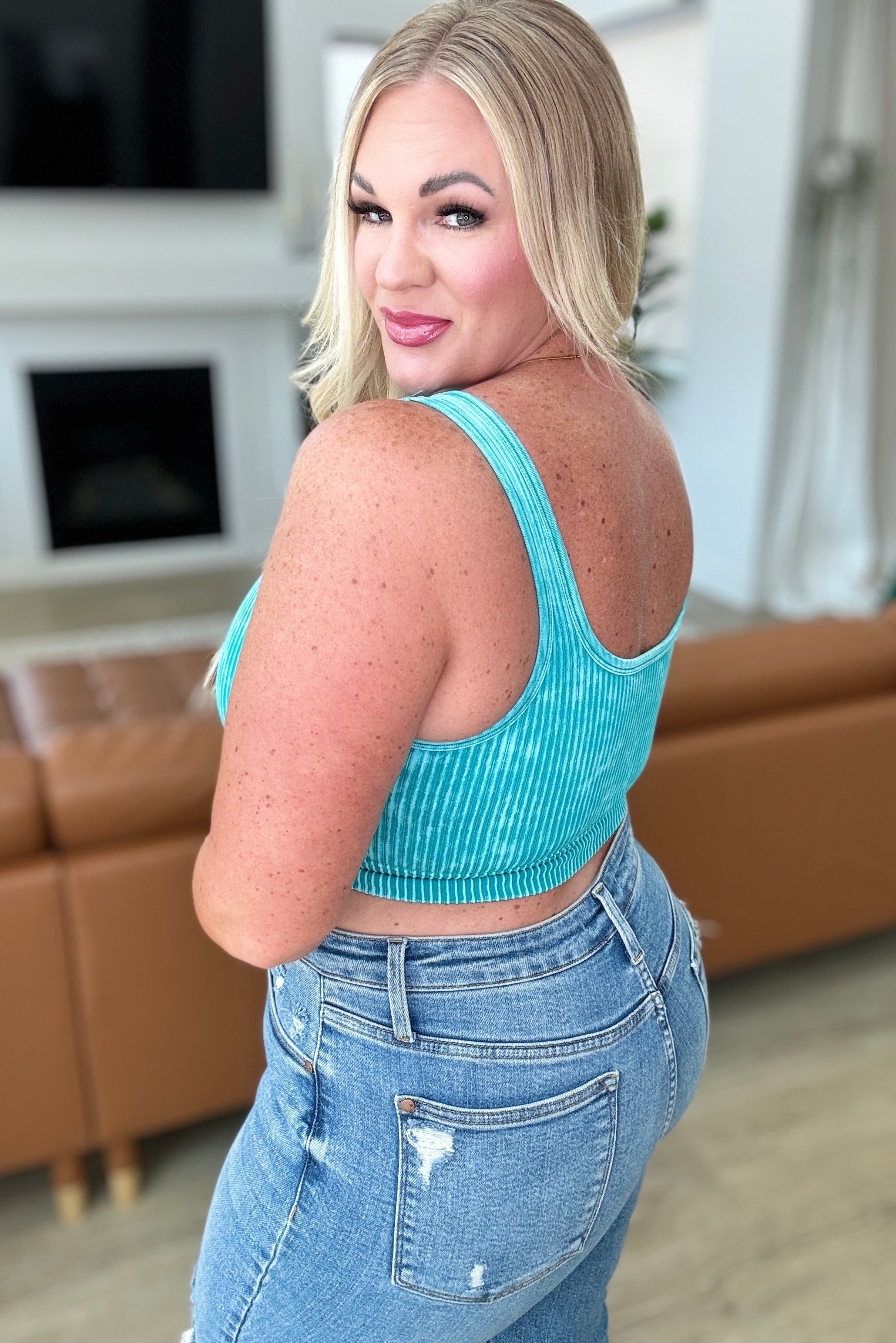 When and Where Reversible Ribbed Cropped Tank in Light Teal-Tanks-Krush Kandy, Women's Online Fashion Boutique Located in Phoenix, Arizona (Scottsdale Area)