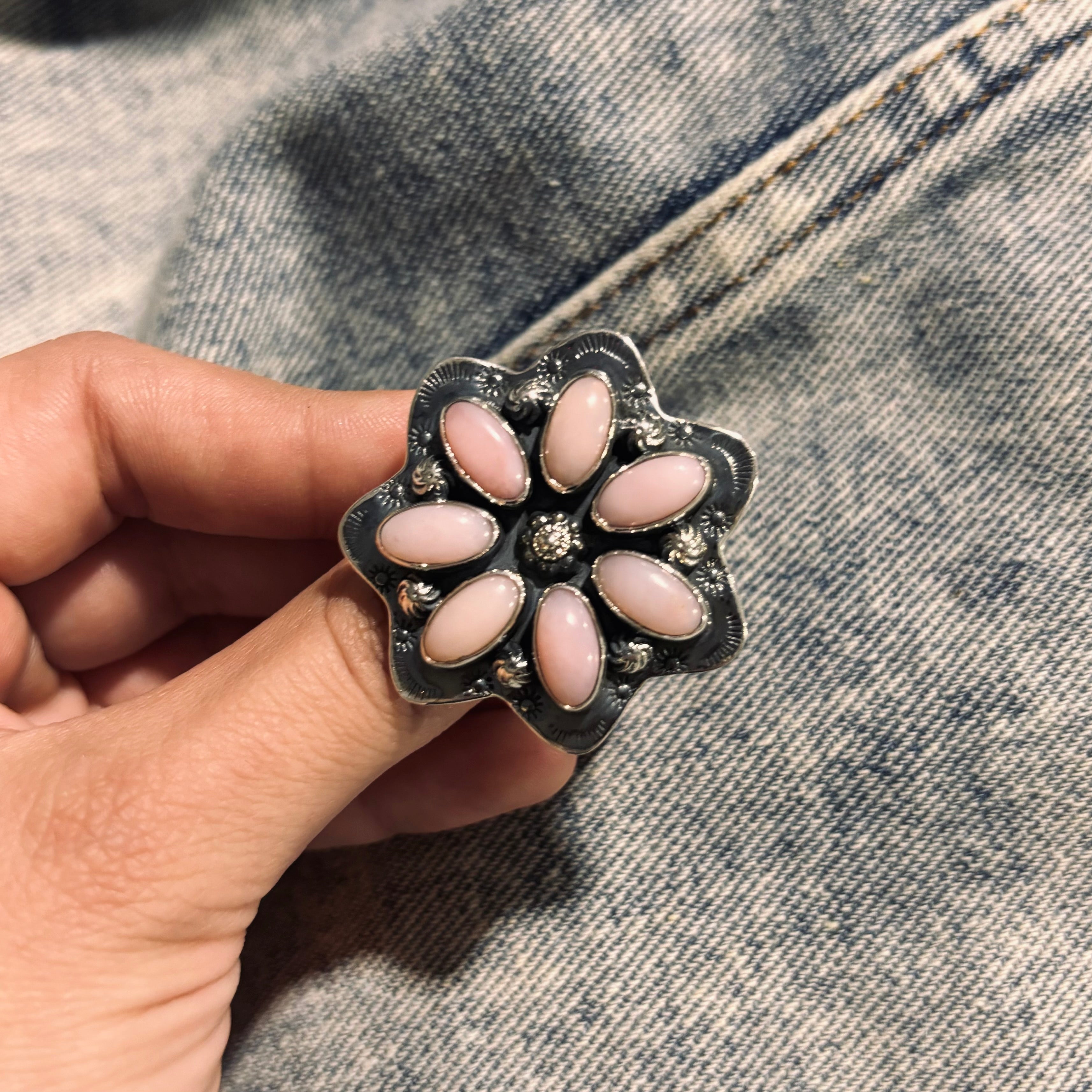 Cute Stamped Stone Flower Ring | Krush Exclusive-Rings-Krush Kandy, Women's Online Fashion Boutique Located in Phoenix, Arizona (Scottsdale Area)