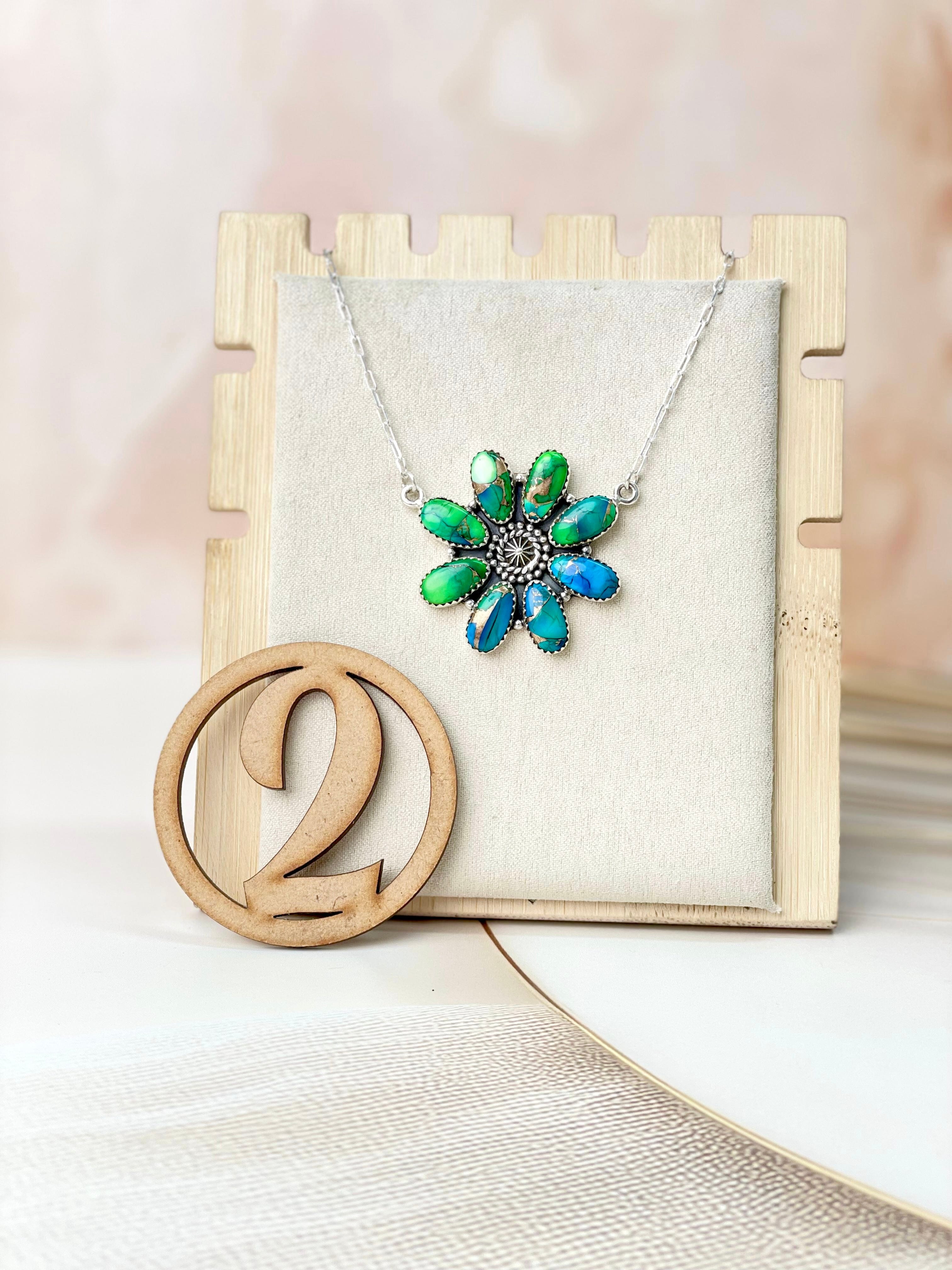 Peacock Dahlia Necklaces-Necklaces-Krush Kandy, Women's Online Fashion Boutique Located in Phoenix, Arizona (Scottsdale Area)