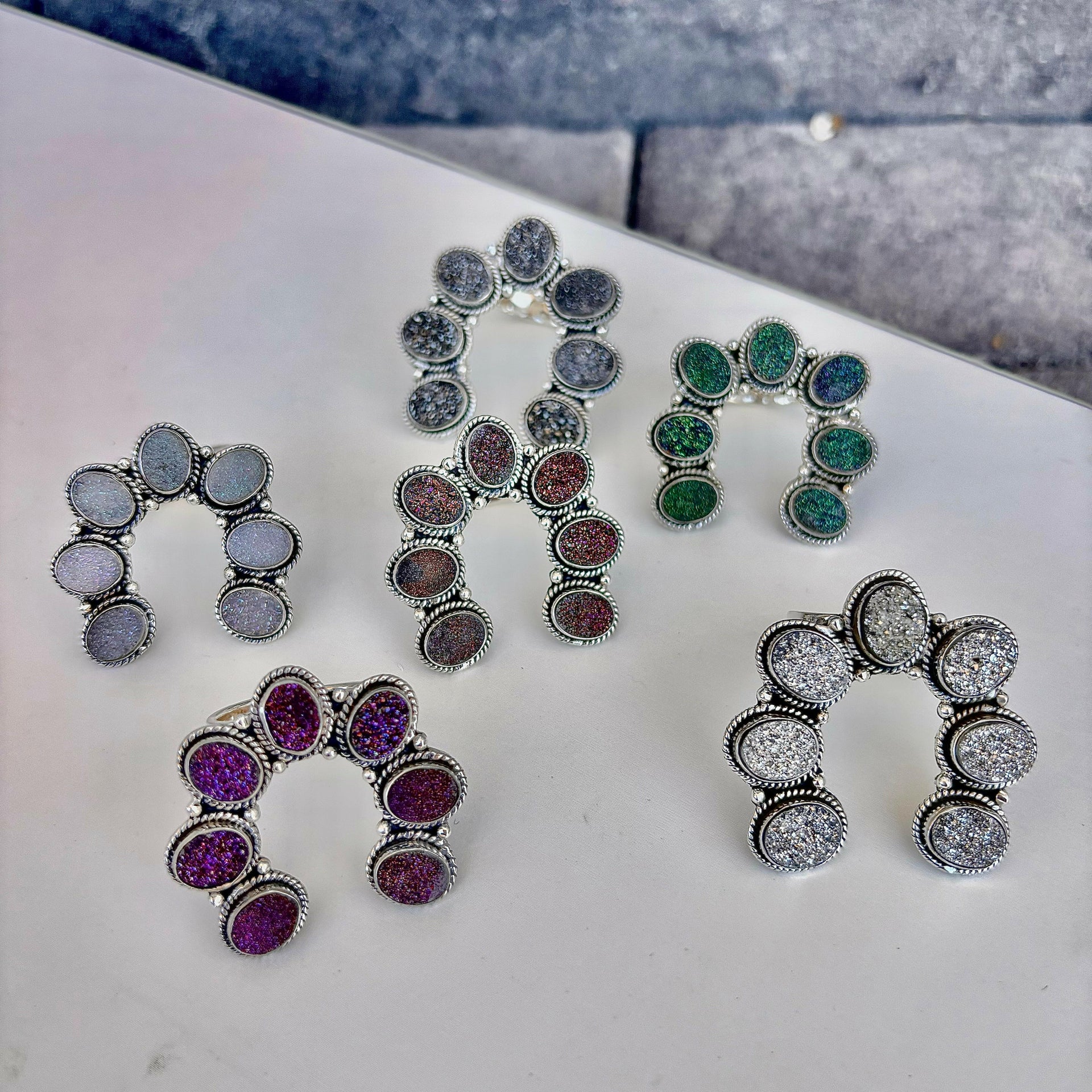 Druzy Horseshoe Stone Rings-Cluster Rings-Krush Kandy, Women's Online Fashion Boutique Located in Phoenix, Arizona (Scottsdale Area)