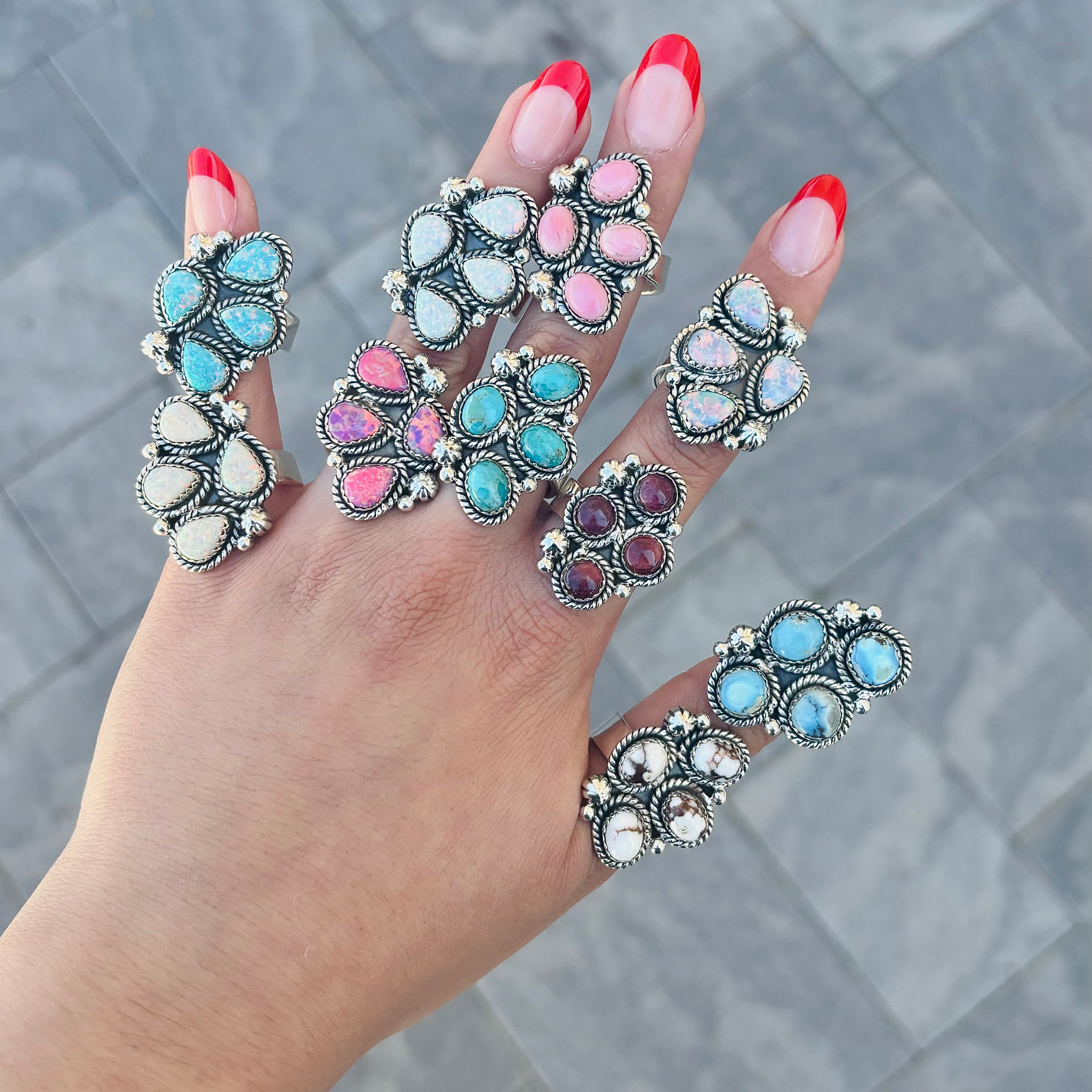 Front View. Four Stone Cluster Stone Ring-Rings-Krush Kandy, Women's Online Fashion Boutique Located in Phoenix, Arizona (Scottsdale Area)