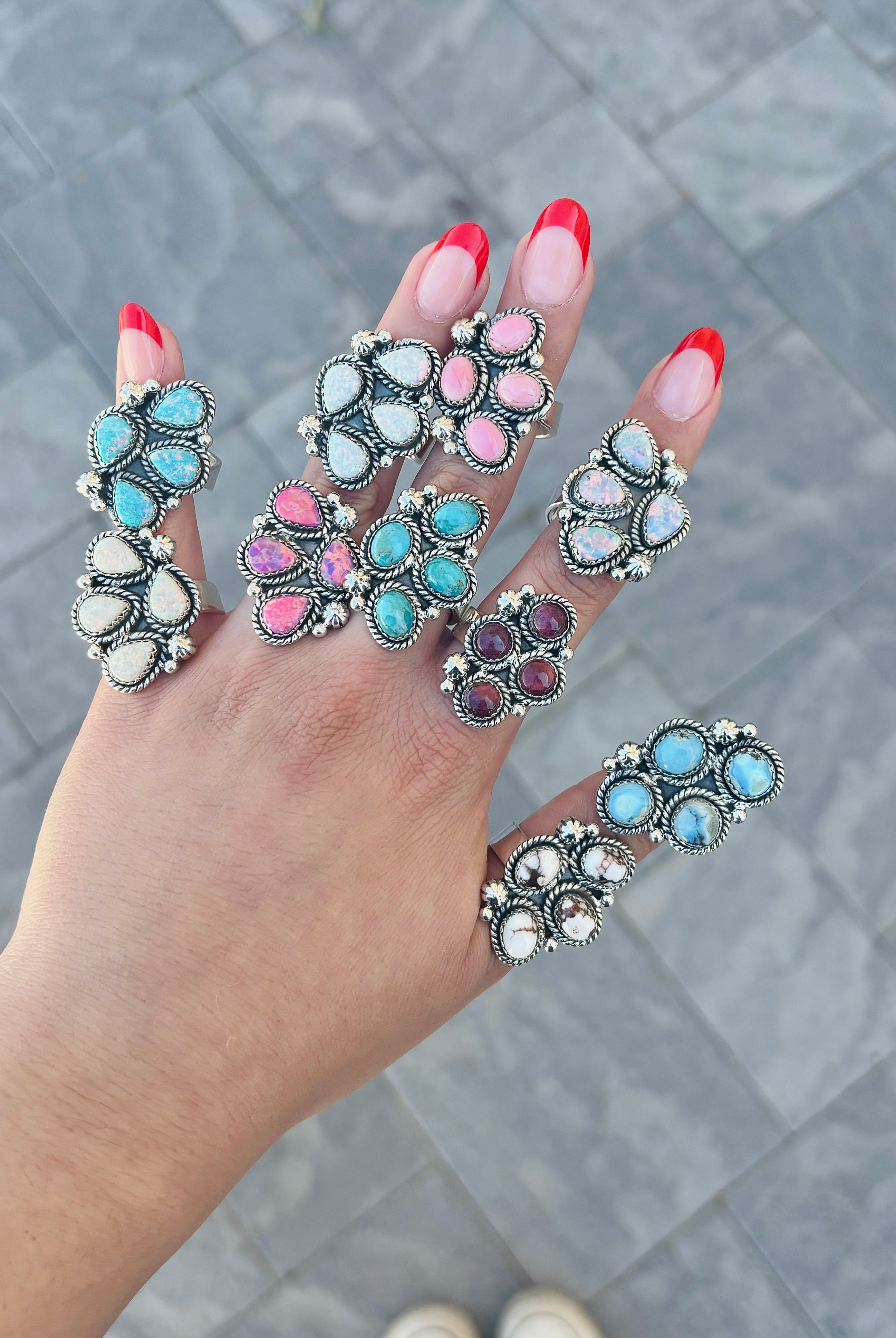 Front View. Four Stone Cluster Stone Ring-Rings-Krush Kandy, Women's Online Fashion Boutique Located in Phoenix, Arizona (Scottsdale Area)