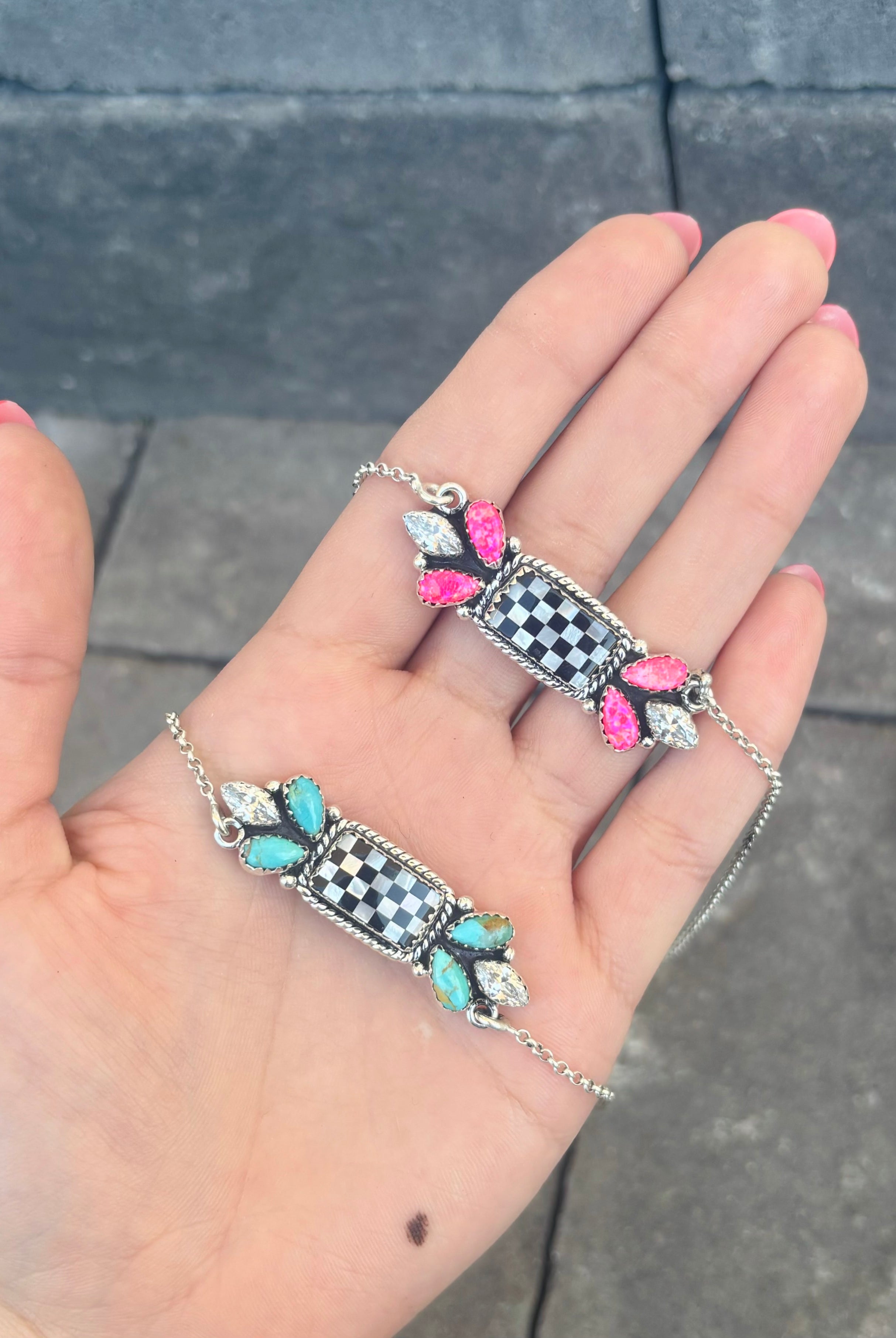 Mini Stone & Checkered Necklaces | PREORDER NOW OPEN-Charms & Pendants-Krush Kandy, Women's Online Fashion Boutique Located in Phoenix, Arizona (Scottsdale Area)