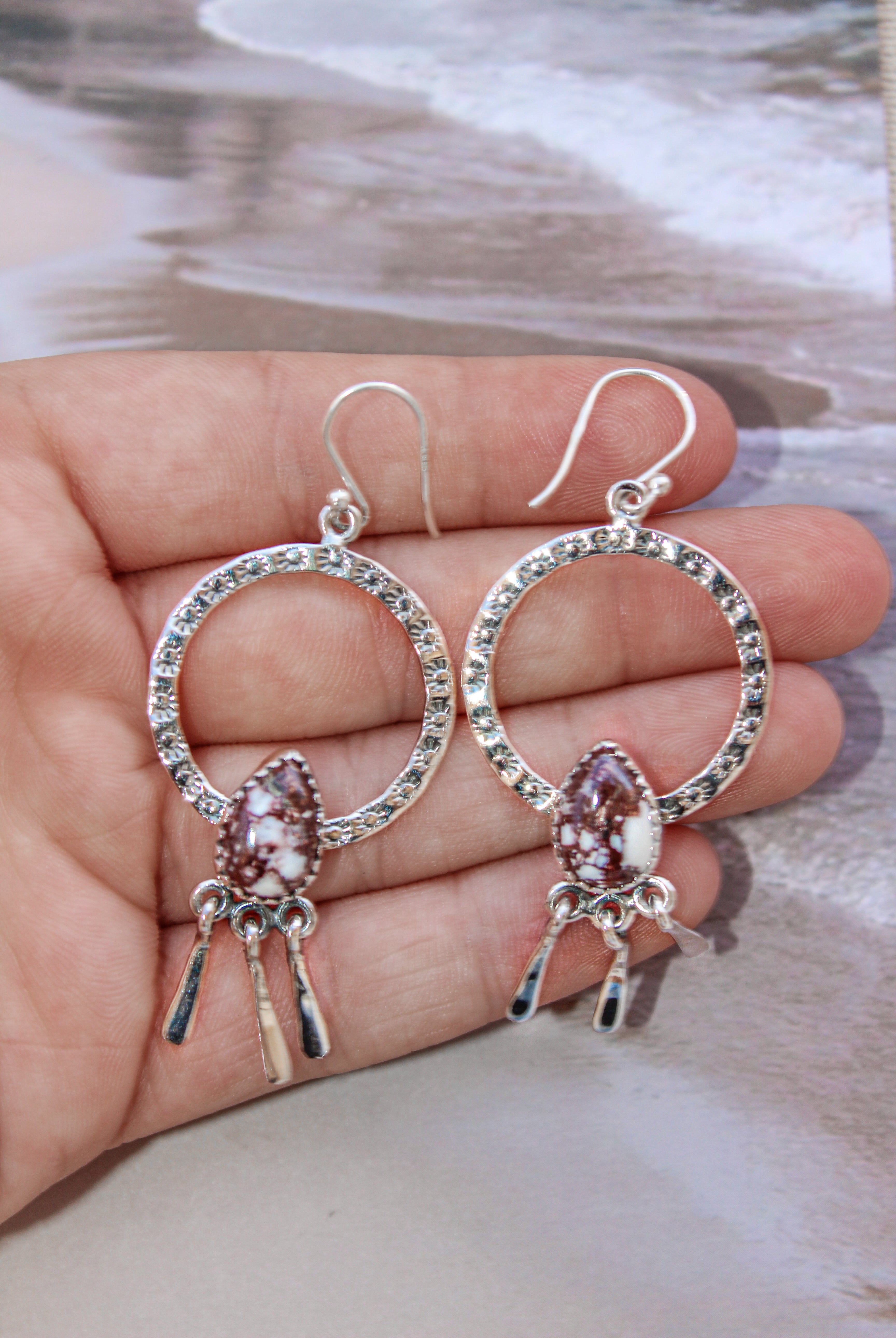Sunny Stamped Stone Fringe Earrings-Earrings-Krush Kandy, Women's Online Fashion Boutique Located in Phoenix, Arizona (Scottsdale Area)