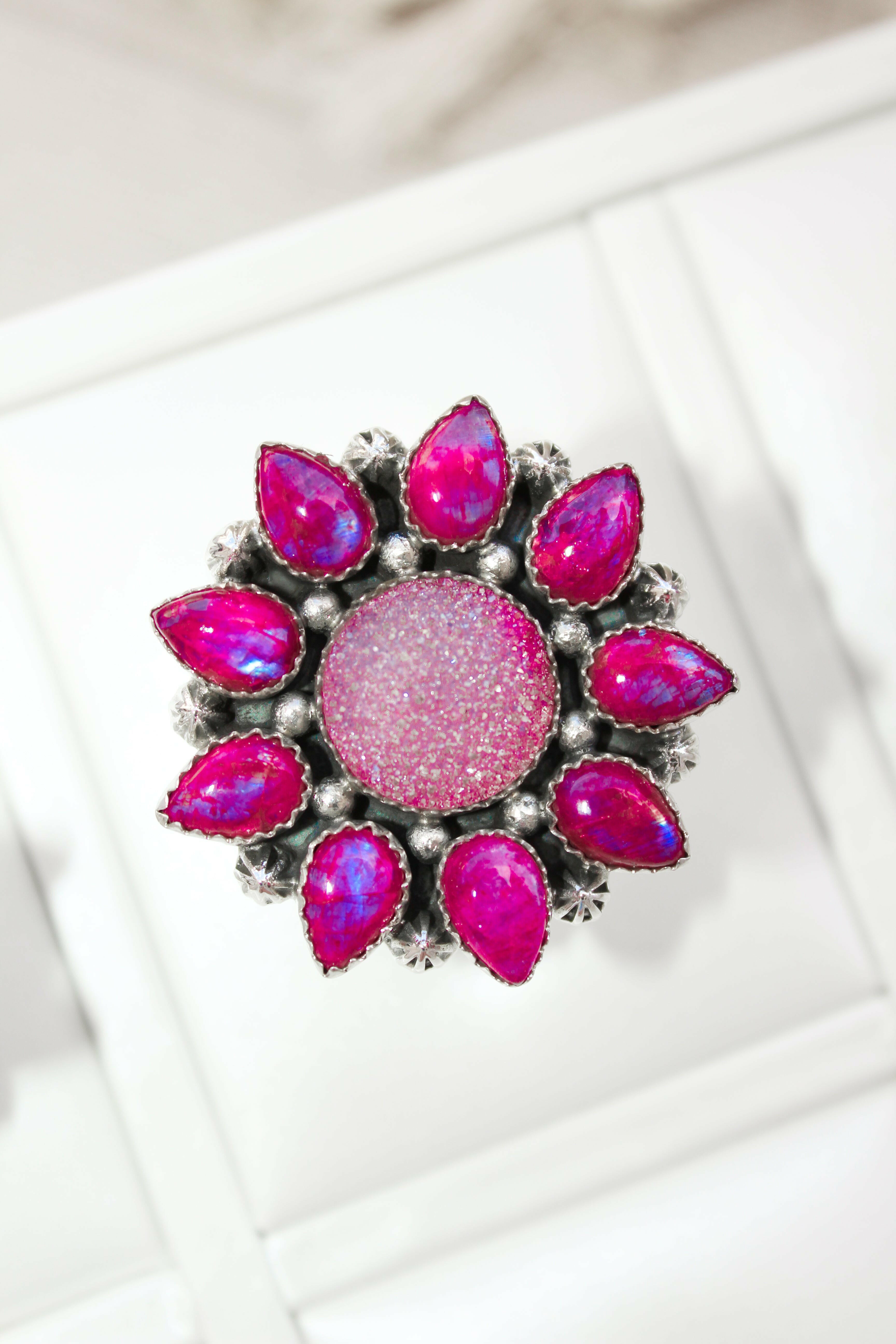 SUNSHINE Rainbow Moonstone Dyed Sterling Silver Rings | PREORDER NOW OPEN-Cluster Rings-Krush Kandy, Women's Online Fashion Boutique Located in Phoenix, Arizona (Scottsdale Area)