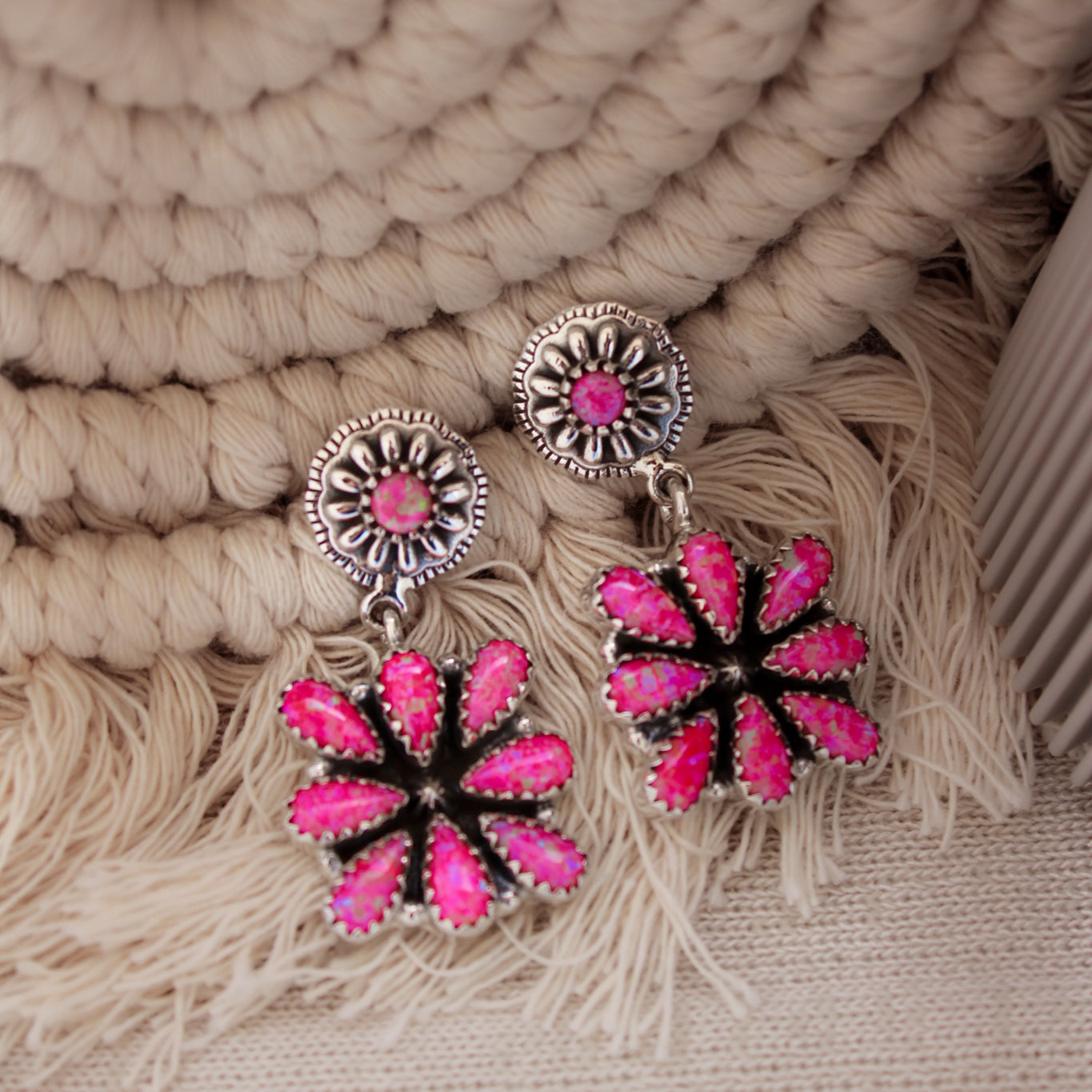 Stone Concho Blossom Earrings-Drop Earrings-Krush Kandy, Women's Online Fashion Boutique Located in Phoenix, Arizona (Scottsdale Area)