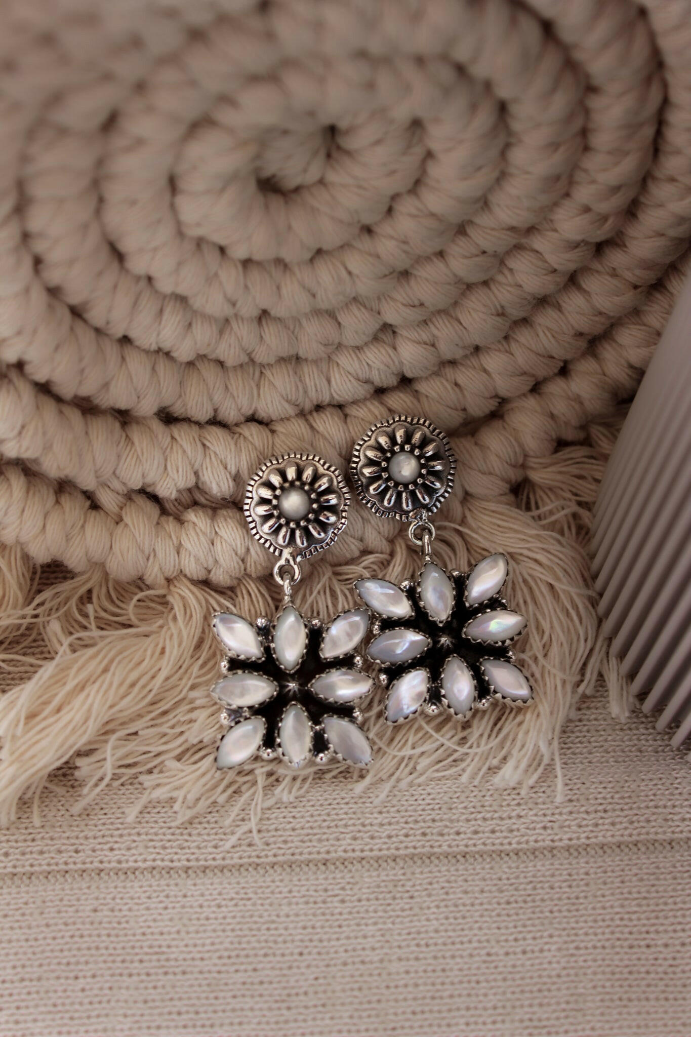 Stone Concho Blossom Earrings-Drop Earrings-Krush Kandy, Women's Online Fashion Boutique Located in Phoenix, Arizona (Scottsdale Area)