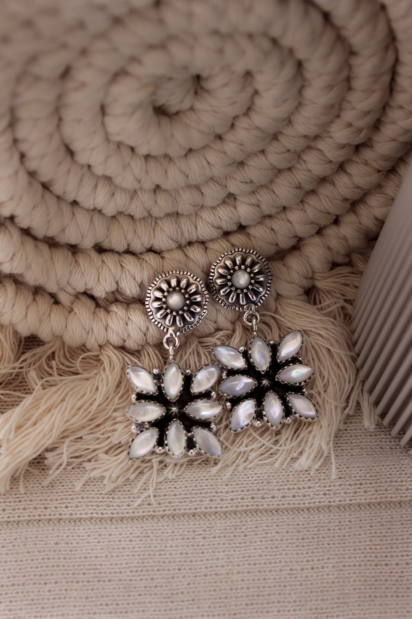 Stone Concho Blossom Earrings-Drop Earrings-Krush Kandy, Women's Online Fashion Boutique Located in Phoenix, Arizona (Scottsdale Area)