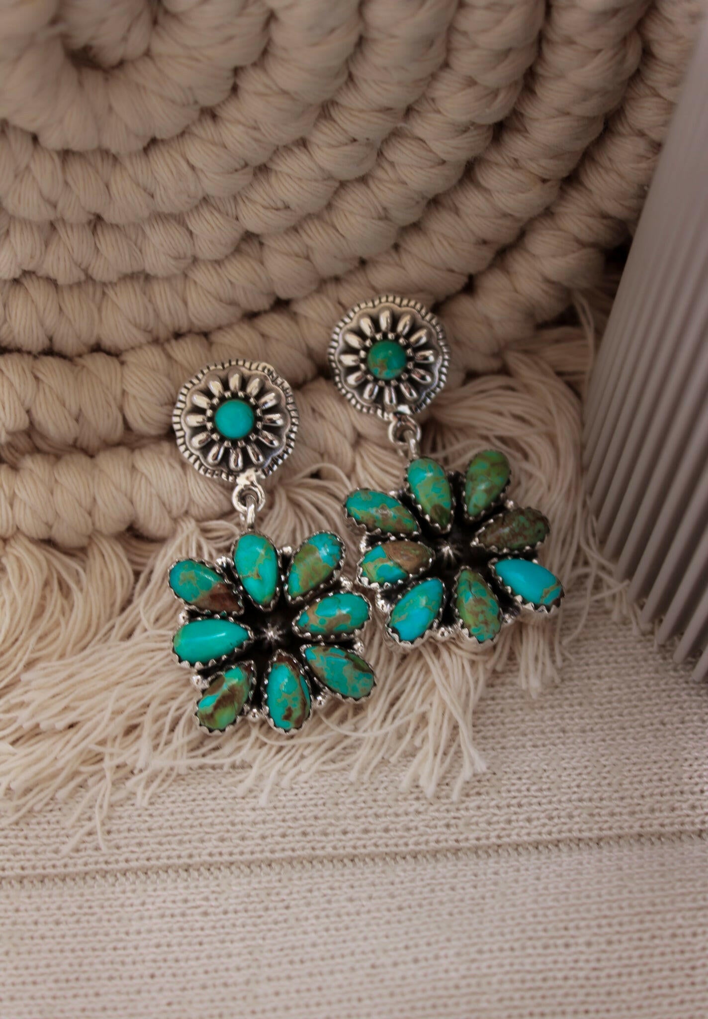 Stone Concho Blossom Earrings-Drop Earrings-Krush Kandy, Women's Online Fashion Boutique Located in Phoenix, Arizona (Scottsdale Area)