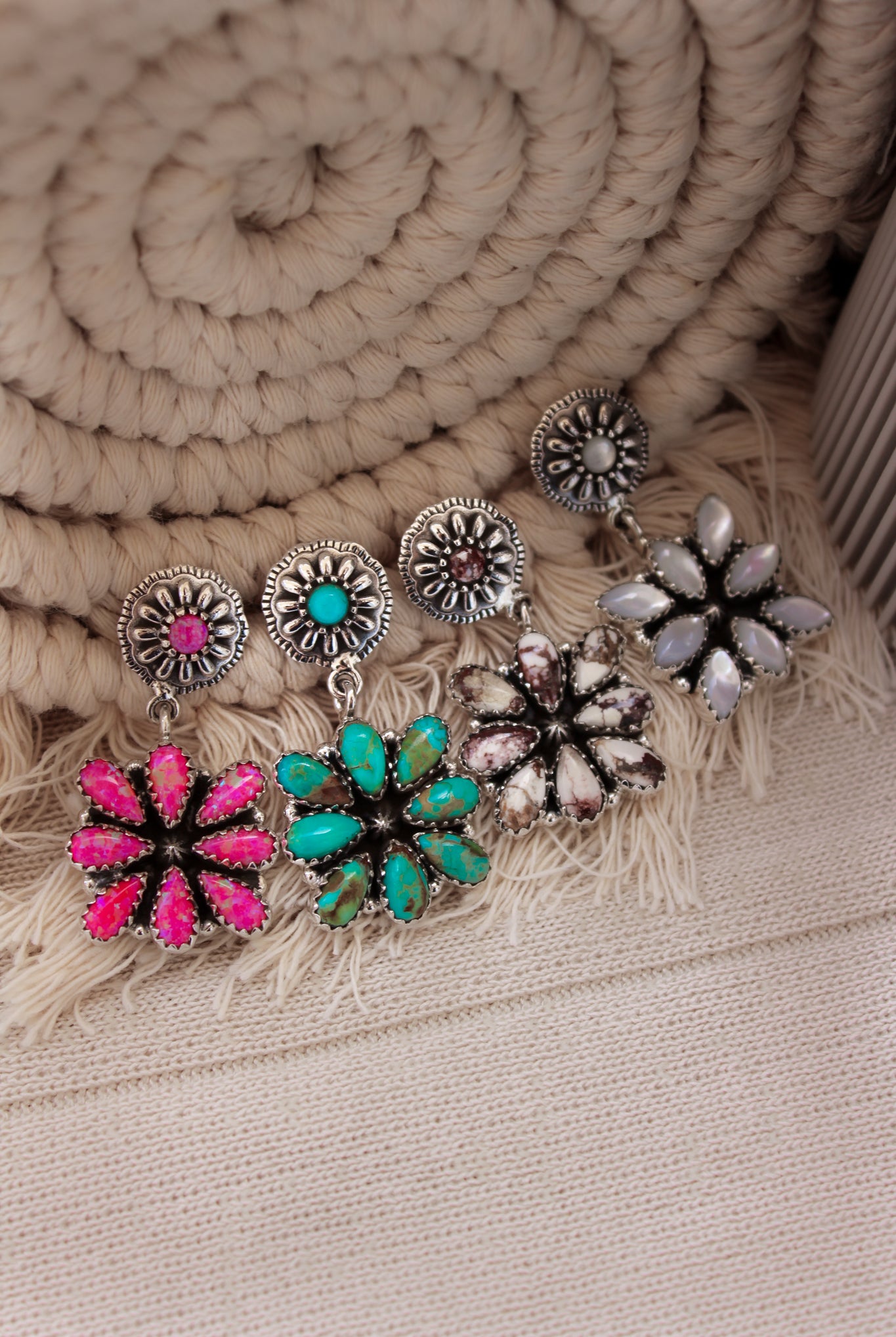 Stone Concho Blossom Earrings-Earrings-Krush Kandy, Women's Online Fashion Boutique Located in Phoenix, Arizona (Scottsdale Area)