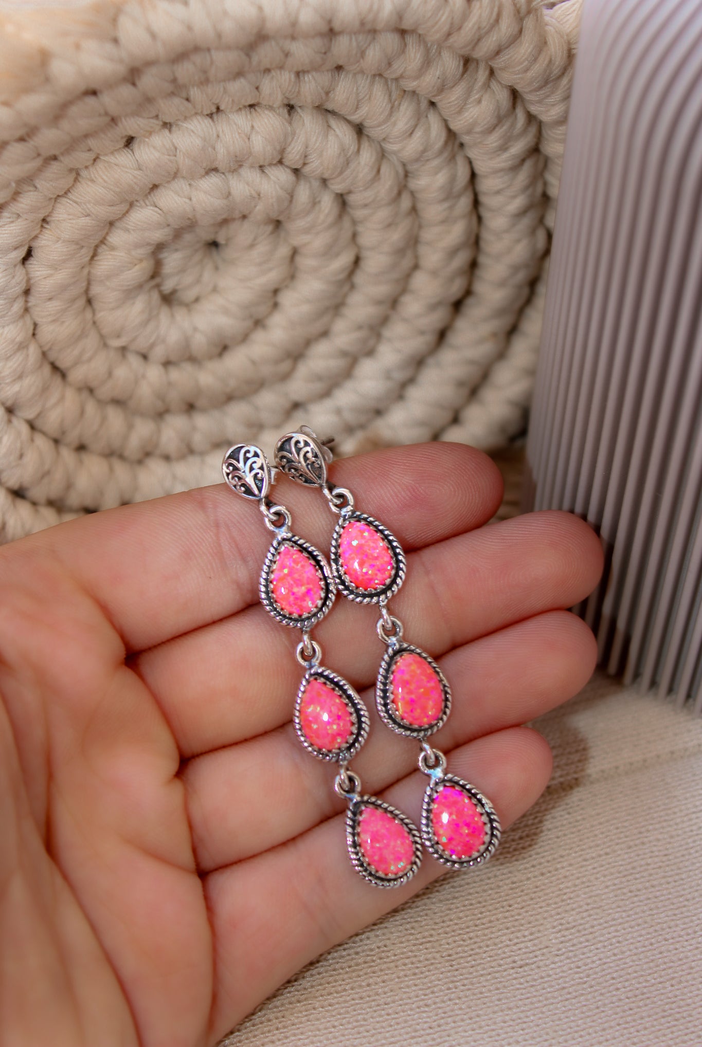 Sterling Silver Burst Stone Drop Earrings-Earrings-Krush Kandy, Women's Online Fashion Boutique Located in Phoenix, Arizona (Scottsdale Area)
