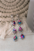 Sterling Silver Burst Stone Drop Earrings-Drop Earrings-Krush Kandy, Women's Online Fashion Boutique Located in Phoenix, Arizona (Scottsdale Area)