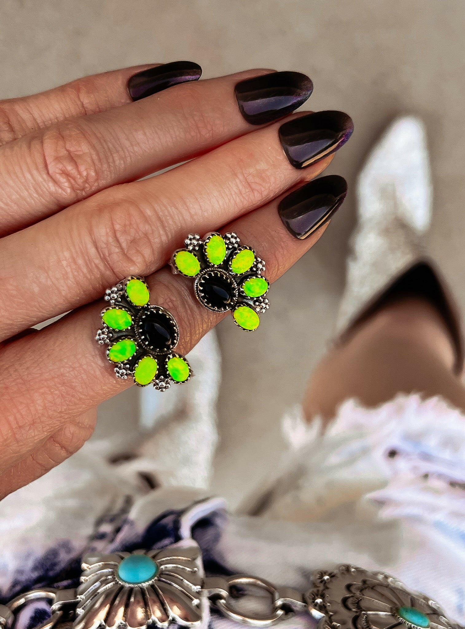 Cute Little Half Cluster Blossom Earrings-Stud Earrings-Krush Kandy, Women's Online Fashion Boutique Located in Phoenix, Arizona (Scottsdale Area)