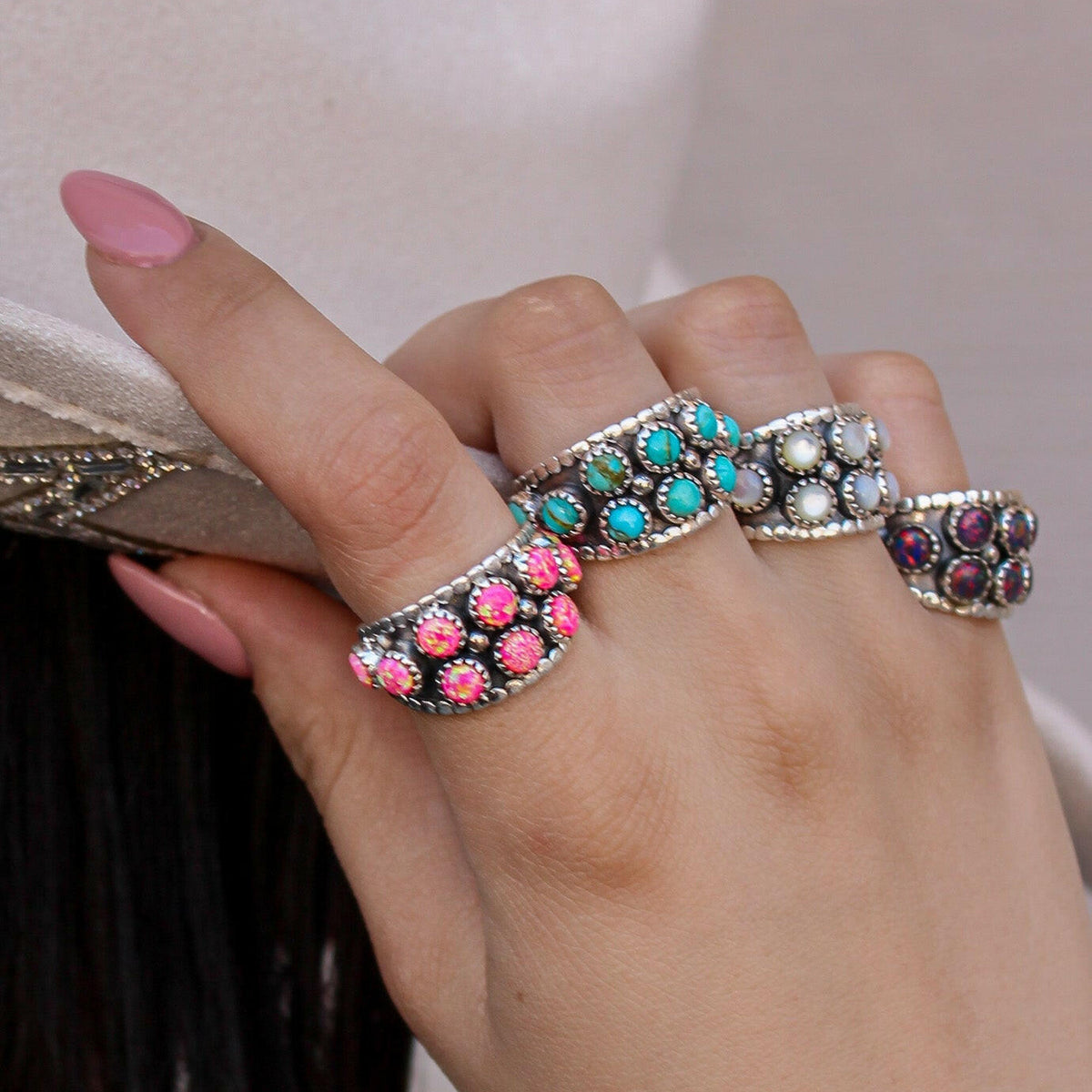 Stone Cluster Ring - Mini Single Stone in Sterling Silver – Krush Kandy