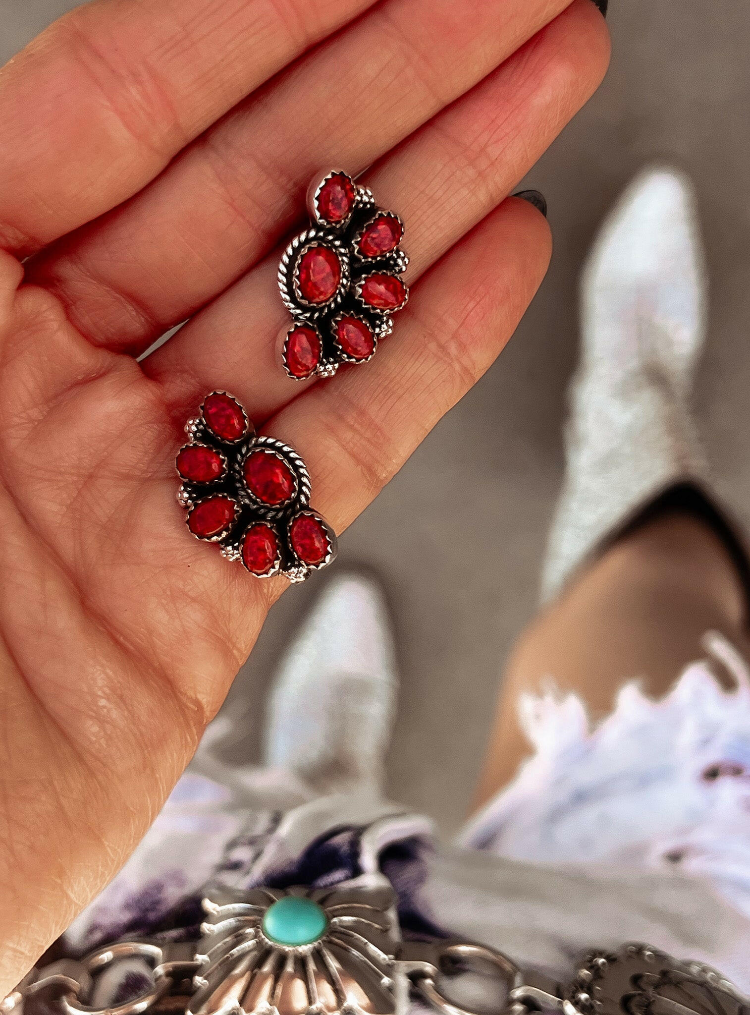 Cute Little Half Cluster Blossom Earrings-Stud Earrings-Krush Kandy, Women's Online Fashion Boutique Located in Phoenix, Arizona (Scottsdale Area)