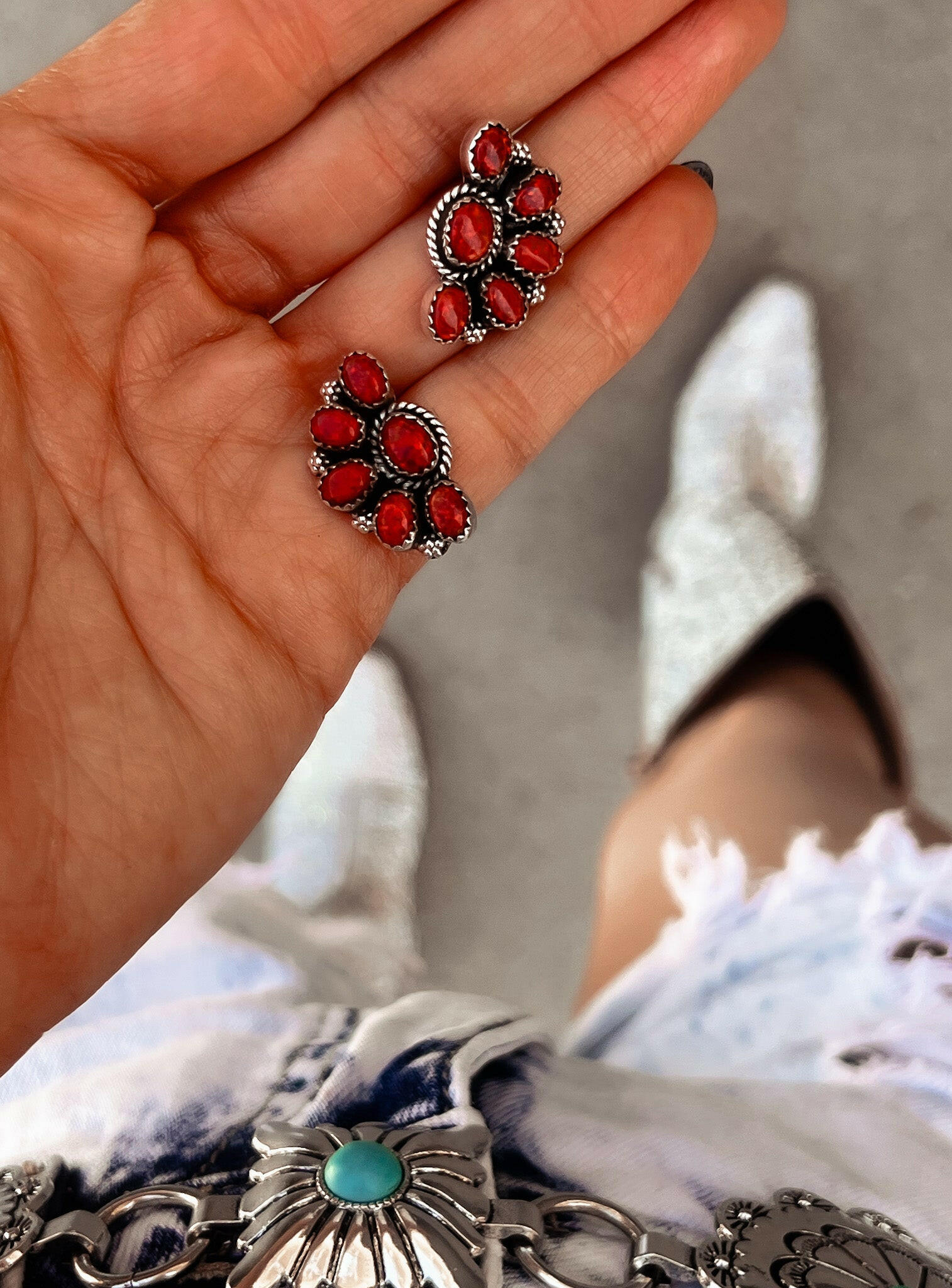 Cute Little Half Cluster Blossom Earrings-Stud Earrings-Krush Kandy, Women's Online Fashion Boutique Located in Phoenix, Arizona (Scottsdale Area)