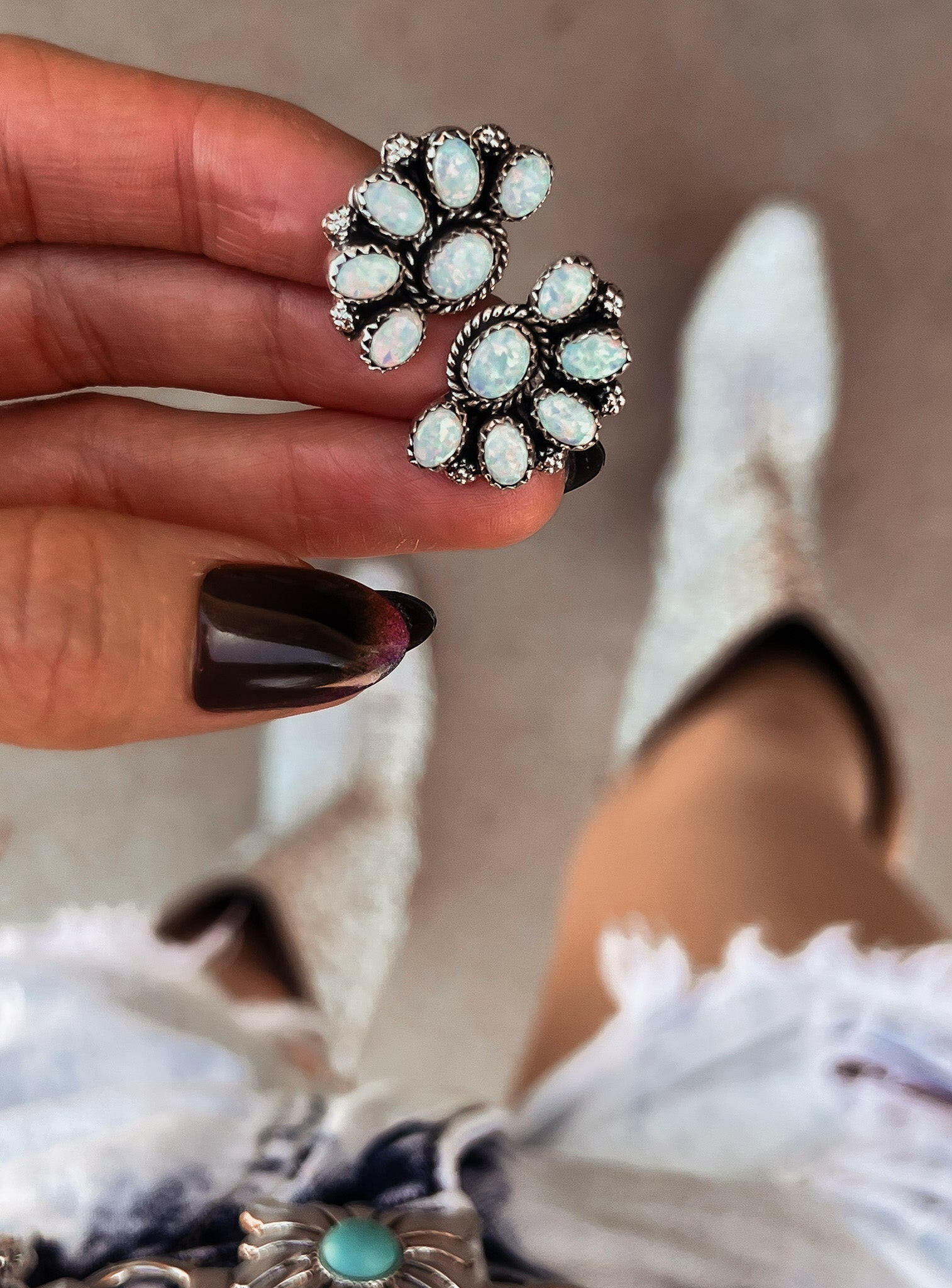 Cute Little Half Cluster Blossom Earrings-Stud Earrings-Krush Kandy, Women's Online Fashion Boutique Located in Phoenix, Arizona (Scottsdale Area)