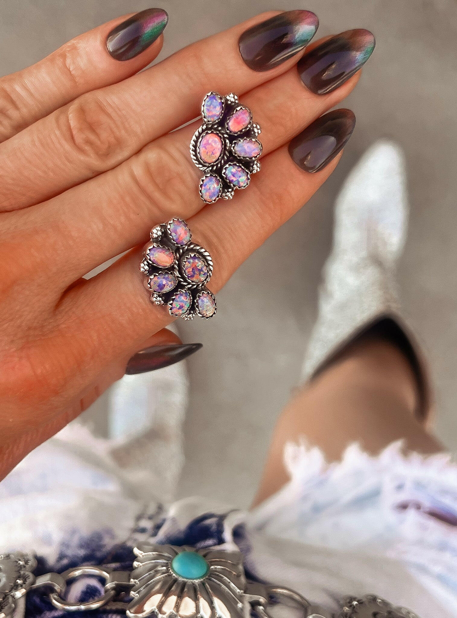 Cute Little Half Cluster Blossom Earrings-Stud Earrings-Krush Kandy, Women's Online Fashion Boutique Located in Phoenix, Arizona (Scottsdale Area)