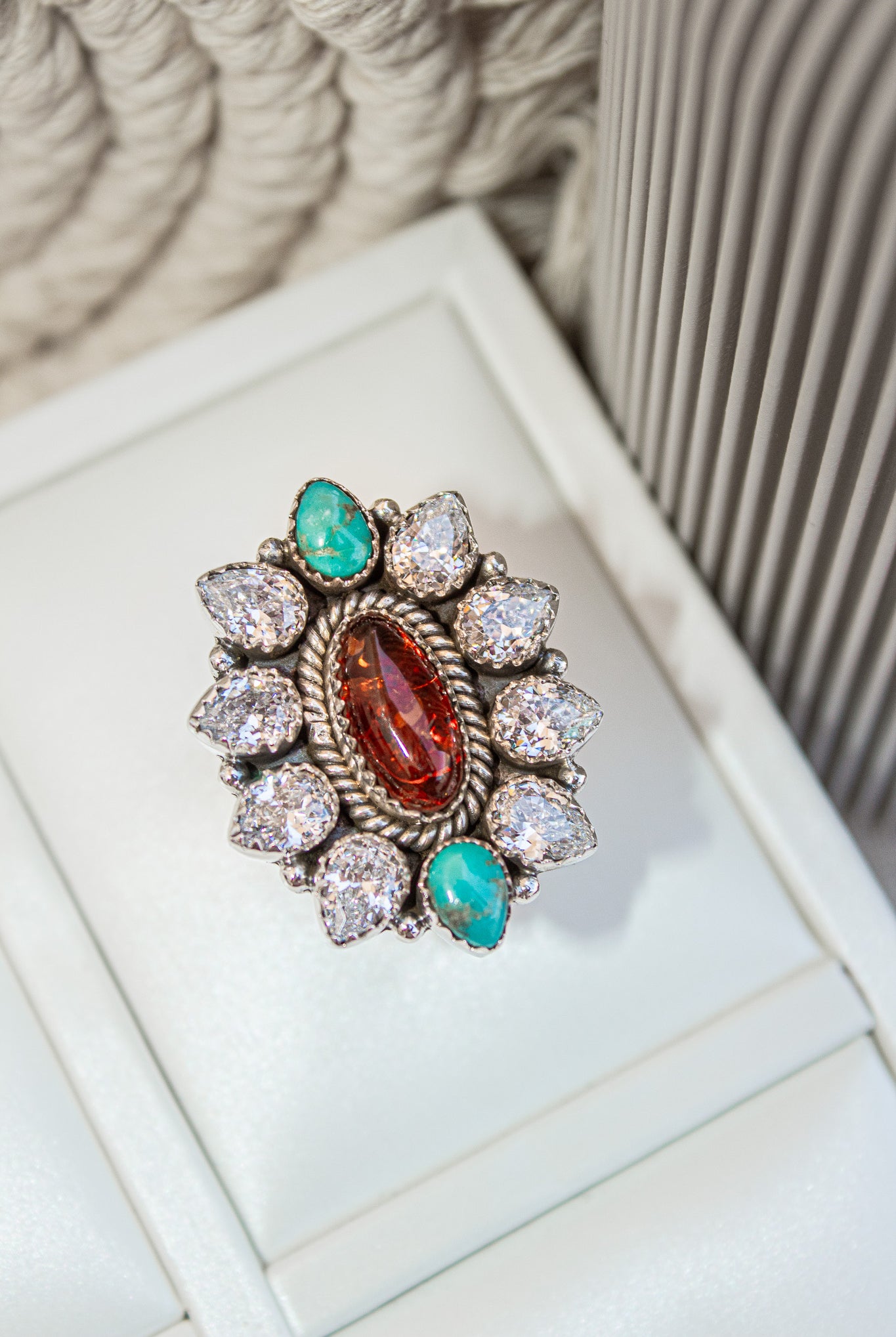 Ambers Turquoise & Crystal Stone Cluster Ring | KKE-Rings-Krush Kandy, Women's Online Fashion Boutique Located in Phoenix, Arizona (Scottsdale Area)