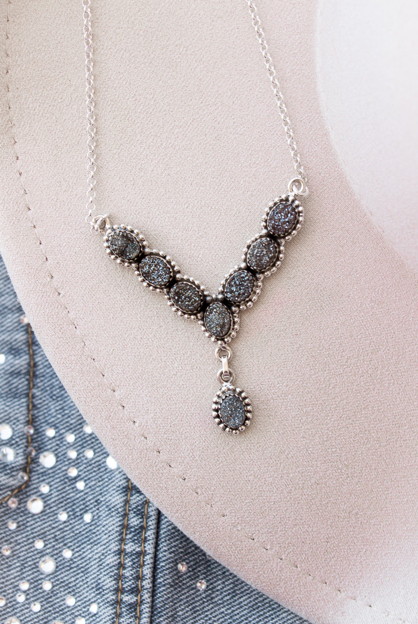 Lariat Druzy Stone Necklace-Necklaces-Krush Kandy, Women's Online Fashion Boutique Located in Phoenix, Arizona (Scottsdale Area)