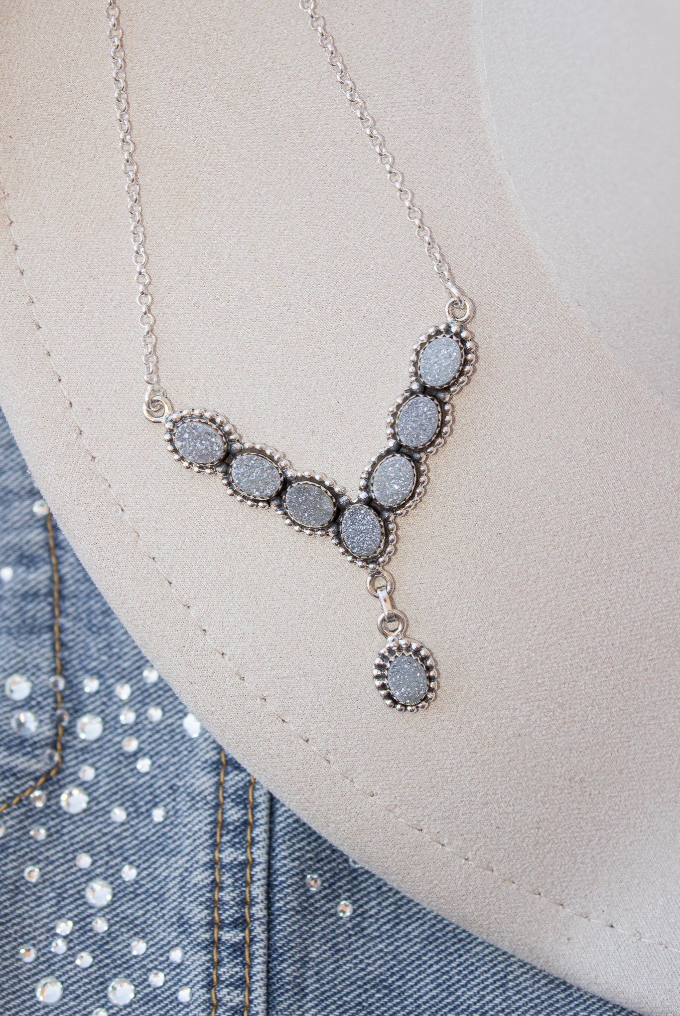 Lariat Druzy Stone Necklace-Necklaces-Krush Kandy, Women's Online Fashion Boutique Located in Phoenix, Arizona (Scottsdale Area)