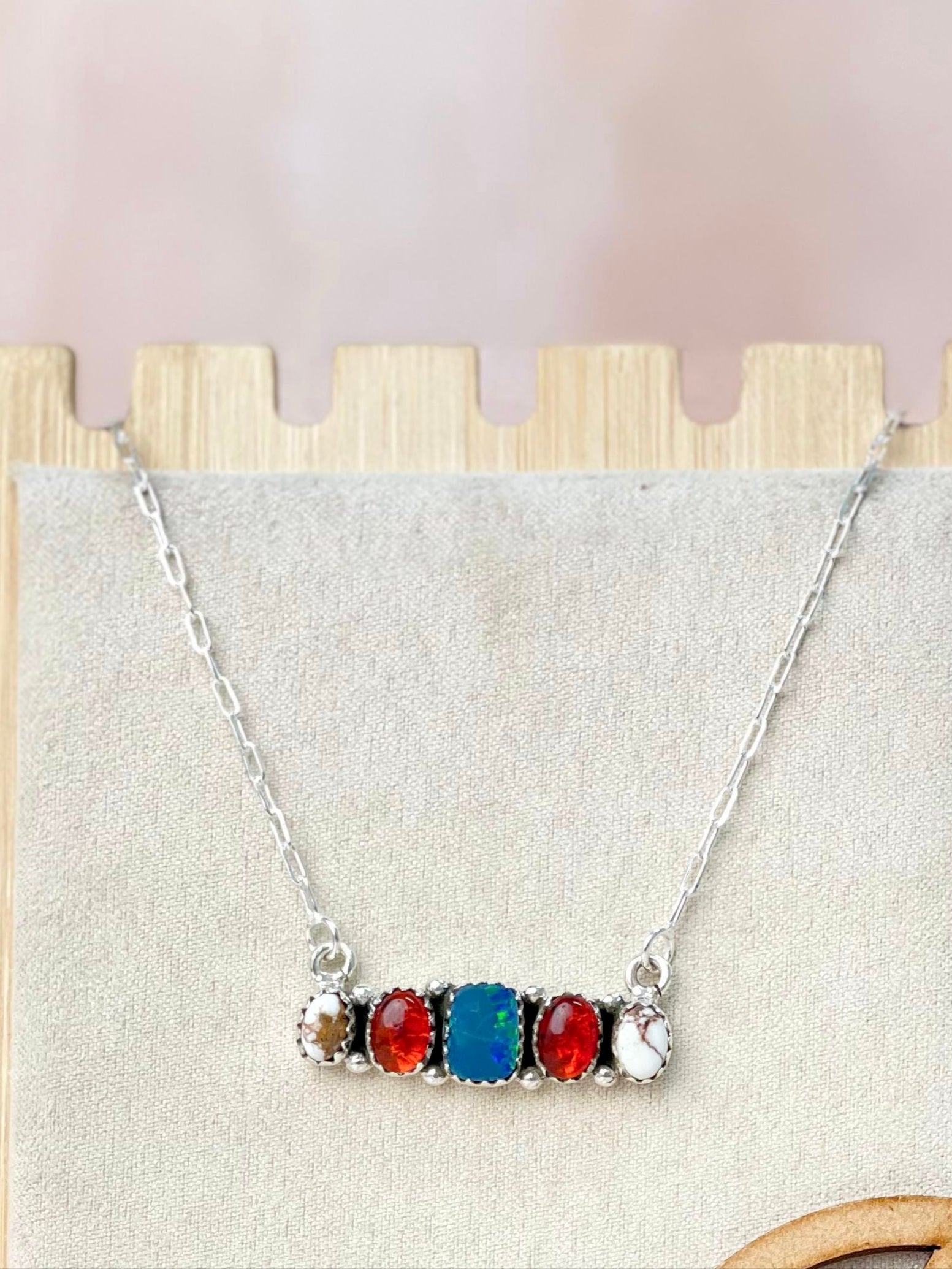 Australian opal, Wildhorse & Amber Stone Necklaces-Necklaces-Krush Kandy, Women's Online Fashion Boutique Located in Phoenix, Arizona (Scottsdale Area)