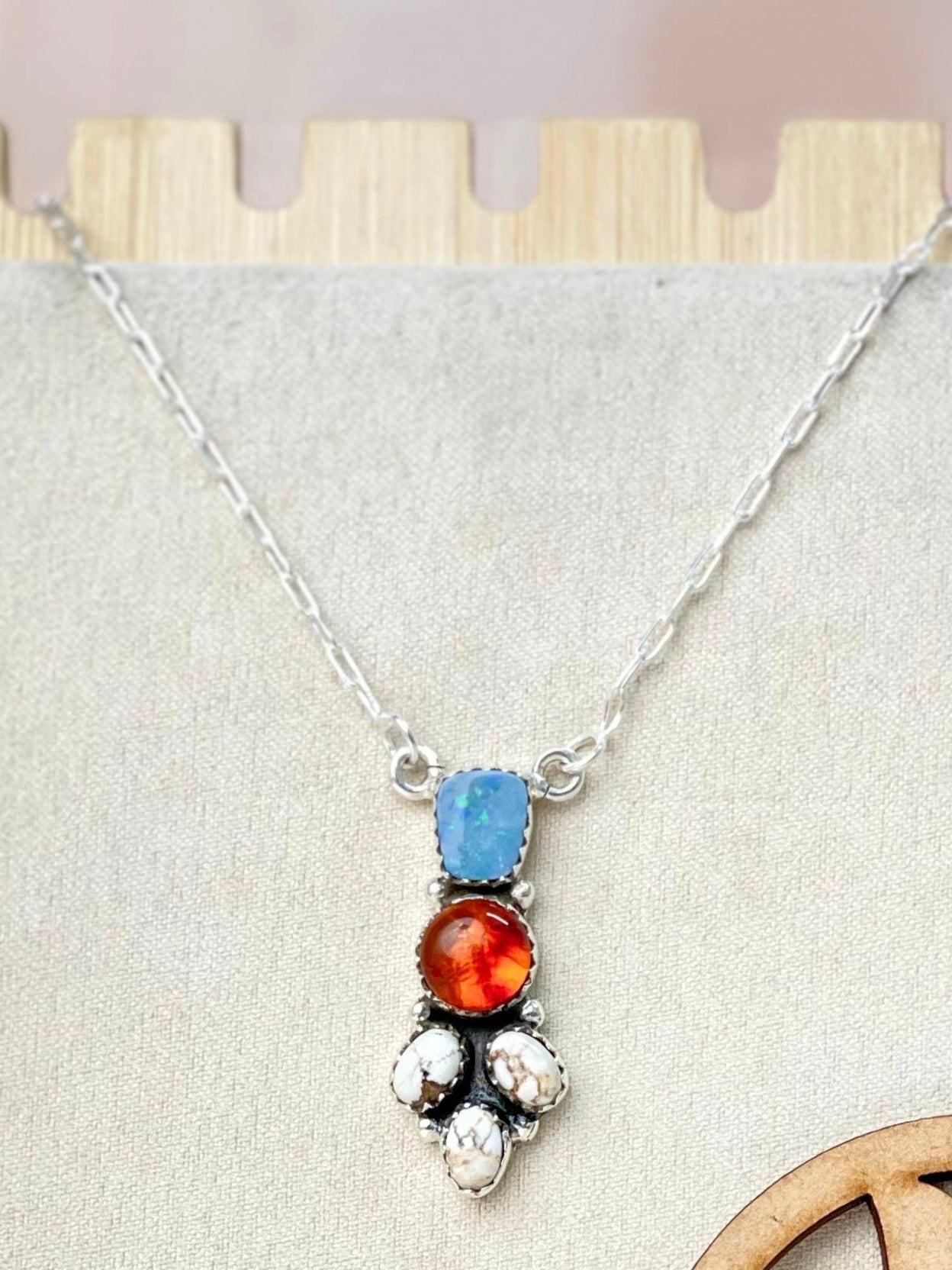 Australian opal, Wildhorse & Amber Stone Necklaces-Necklaces-Krush Kandy, Women's Online Fashion Boutique Located in Phoenix, Arizona (Scottsdale Area)