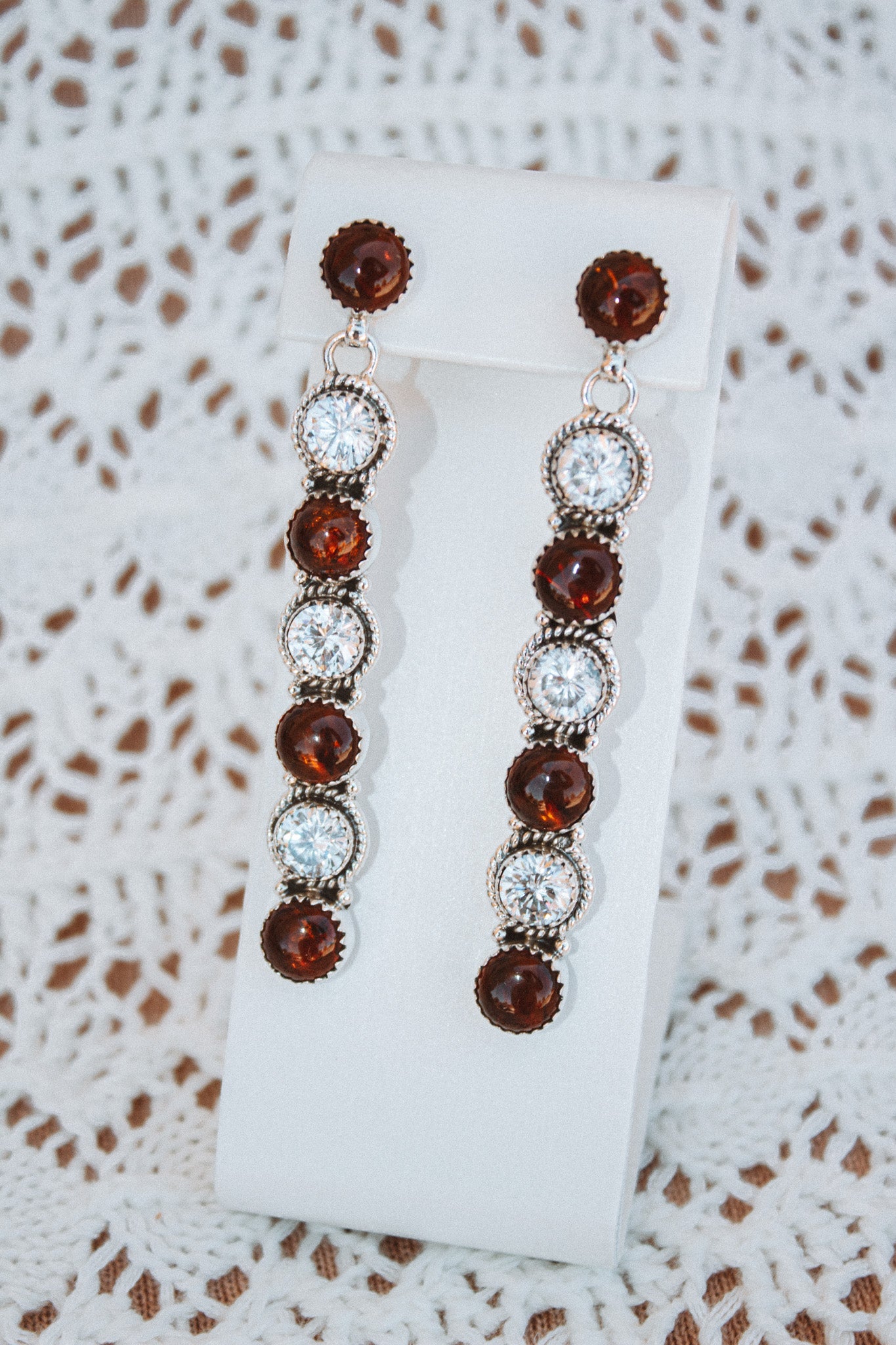 Amber & Crystal Stone Bar Earrings | Krush Exclusive-Drop Earrings-Krush Kandy, Women's Online Fashion Boutique Located in Phoenix, Arizona (Scottsdale Area)