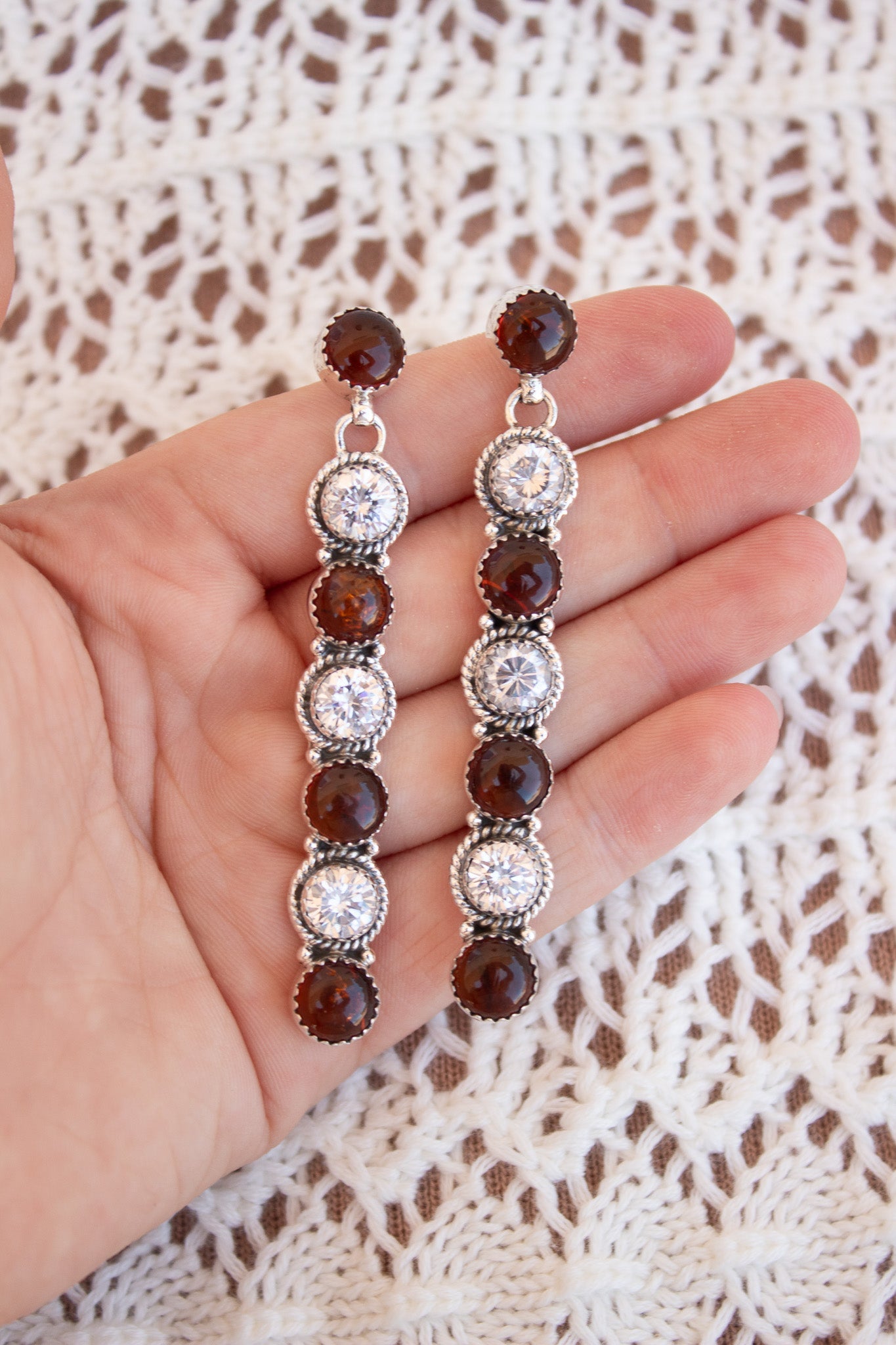 Amber & Crystal Stone Bar Earrings | Krush Exclusive-Drop Earrings-Krush Kandy, Women's Online Fashion Boutique Located in Phoenix, Arizona (Scottsdale Area)