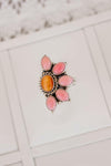 Pink Conch & Stone Half Flower Ring-Cluster Rings-Krush Kandy, Women's Online Fashion Boutique Located in Phoenix, Arizona (Scottsdale Area)