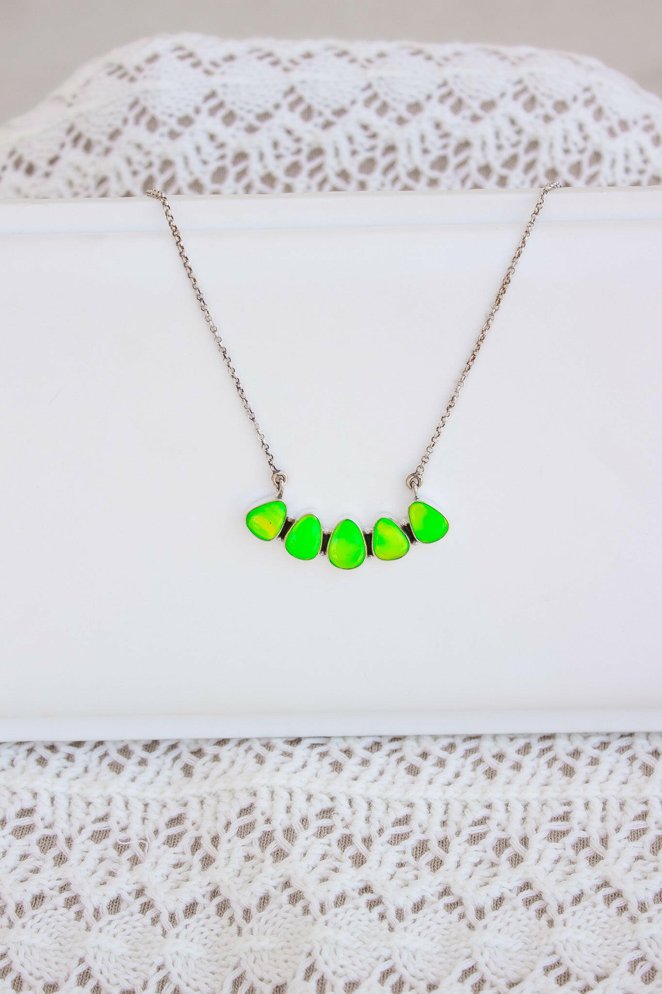 Neon Green Aurora Stone Necklace-Chain Necklaces-Krush Kandy, Women's Online Fashion Boutique Located in Phoenix, Arizona (Scottsdale Area)