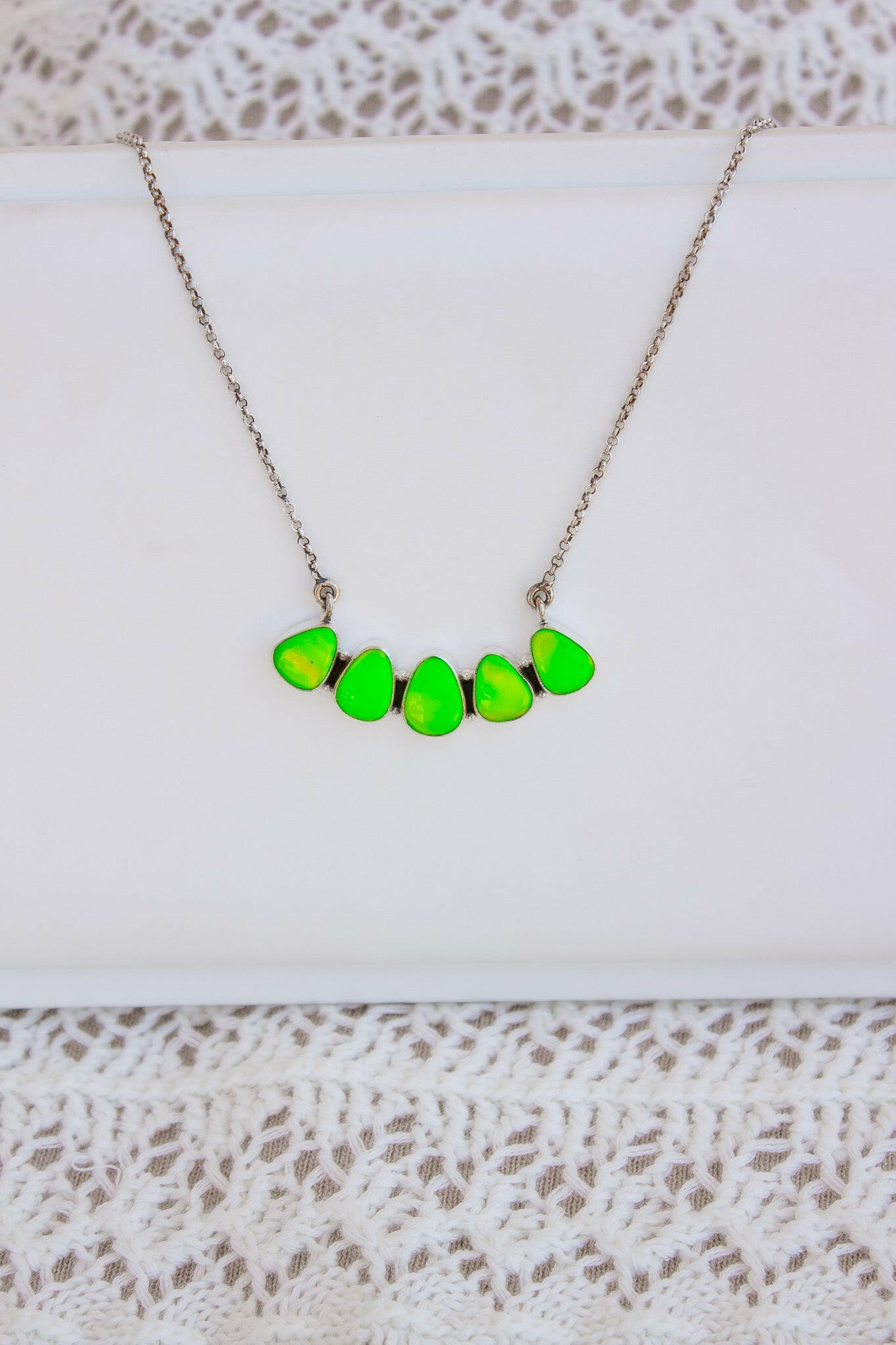 Neon Green Aurora Stone Necklace-Chain Necklaces-Krush Kandy, Women's Online Fashion Boutique Located in Phoenix, Arizona (Scottsdale Area)