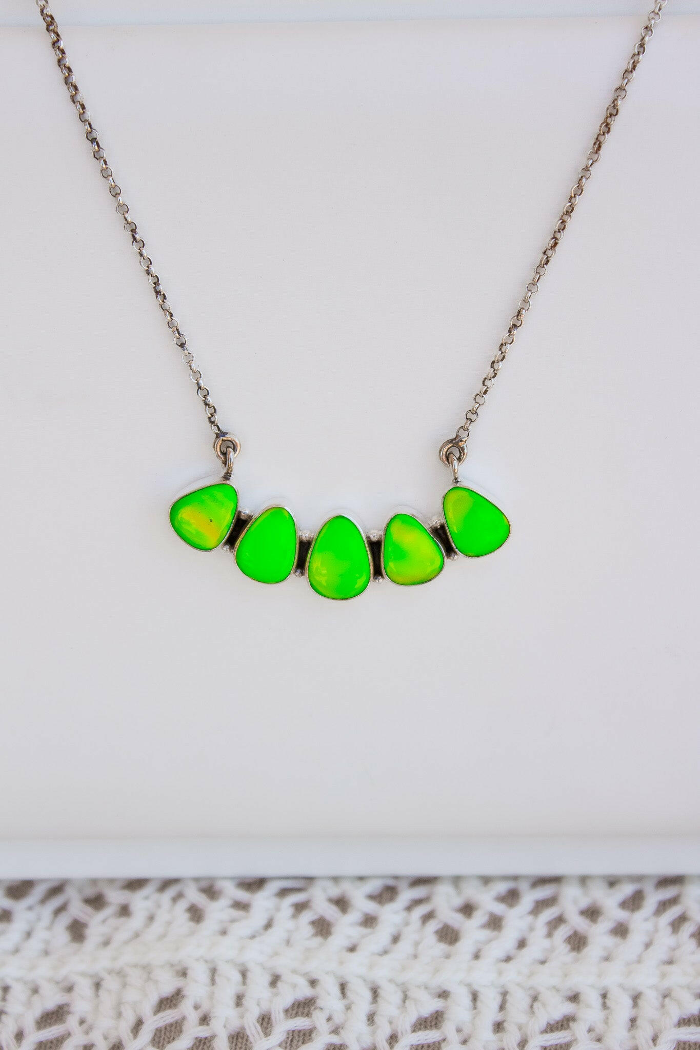 Neon Green Aurora Stone Necklace-Chain Necklaces-Krush Kandy, Women's Online Fashion Boutique Located in Phoenix, Arizona (Scottsdale Area)