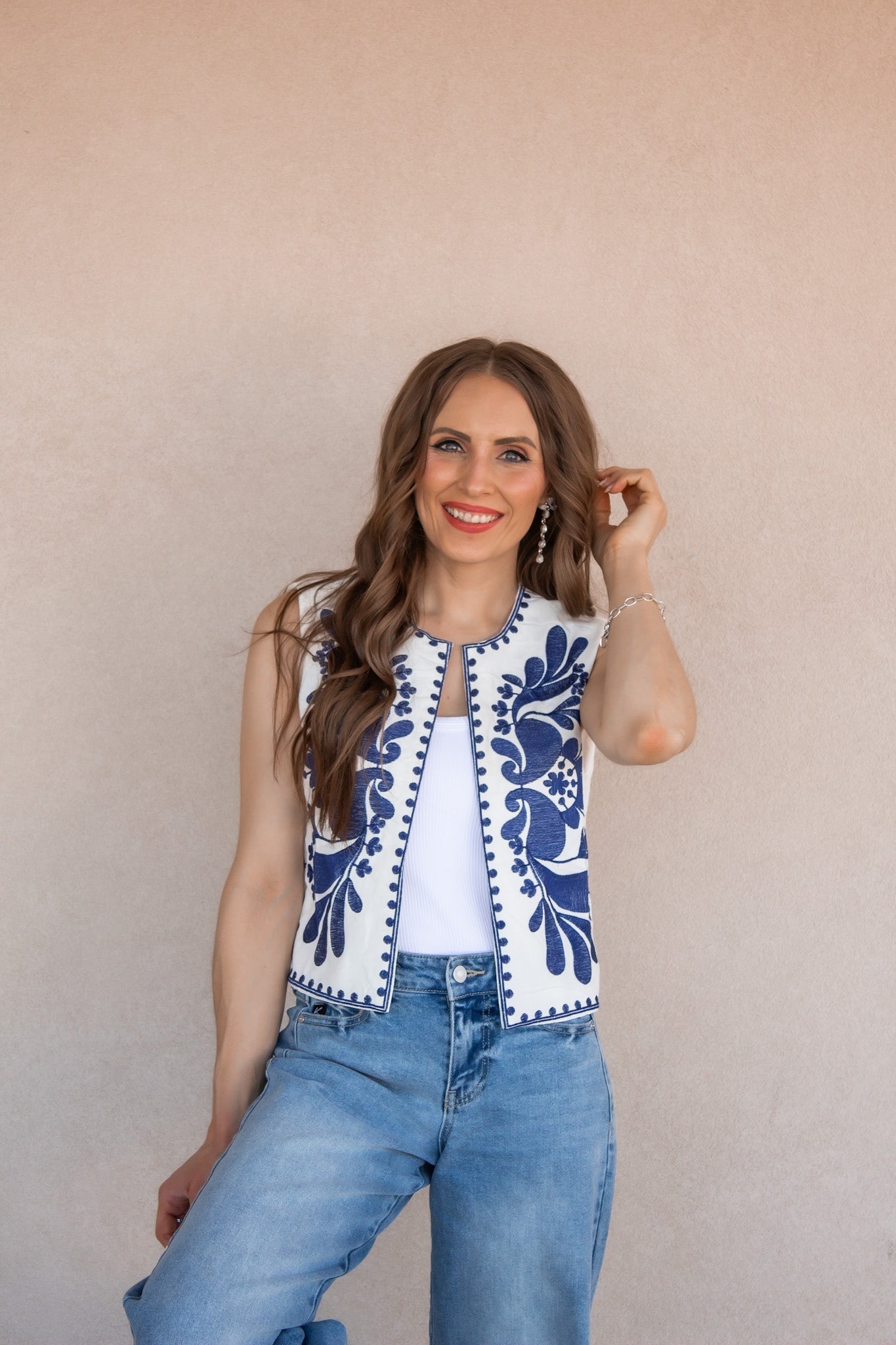 Callie Chic Embroidered Vest-Vests-Krush Kandy, Women's Online Fashion Boutique Located in Phoenix, Arizona (Scottsdale Area)