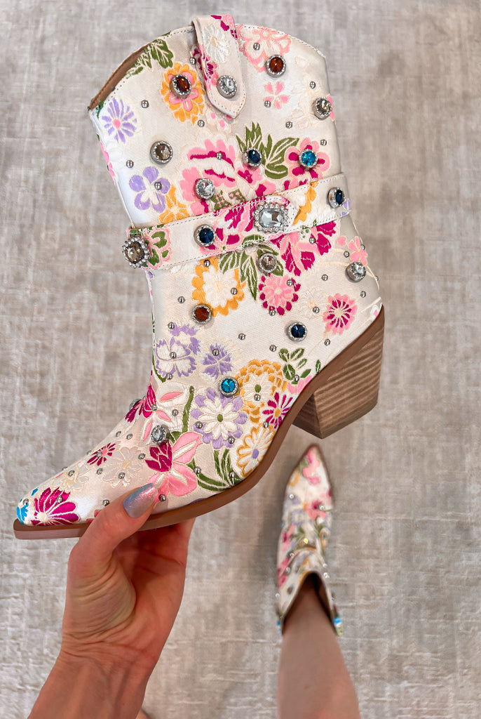 Embroidered Gem Cowgirl Boot-Boots-Krush Kandy, Women's Online Fashion Boutique Located in Phoenix, Arizona (Scottsdale Area)