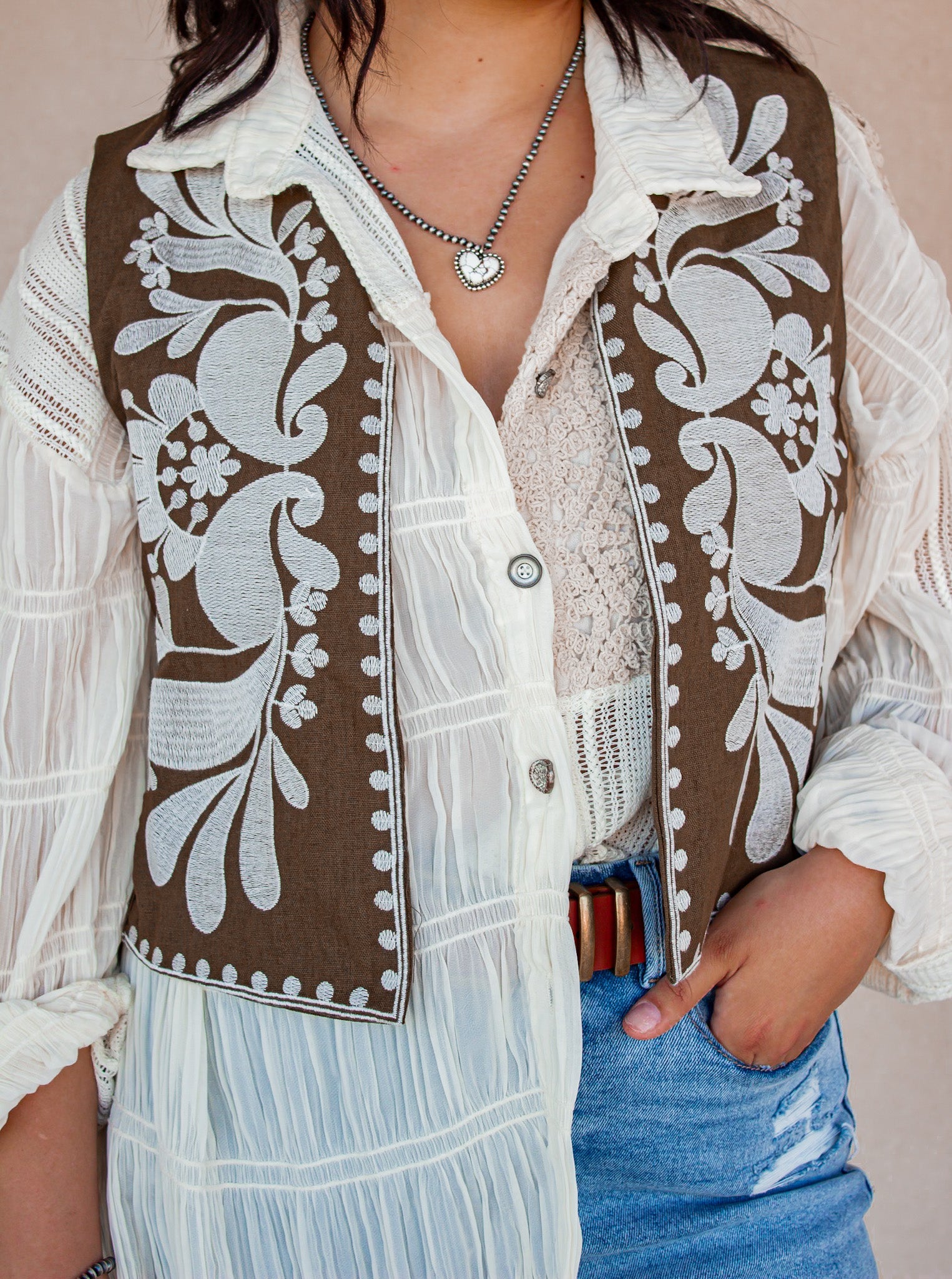 Callie Chic Embroidered Vest-Vests-Krush Kandy, Women's Online Fashion Boutique Located in Phoenix, Arizona (Scottsdale Area)