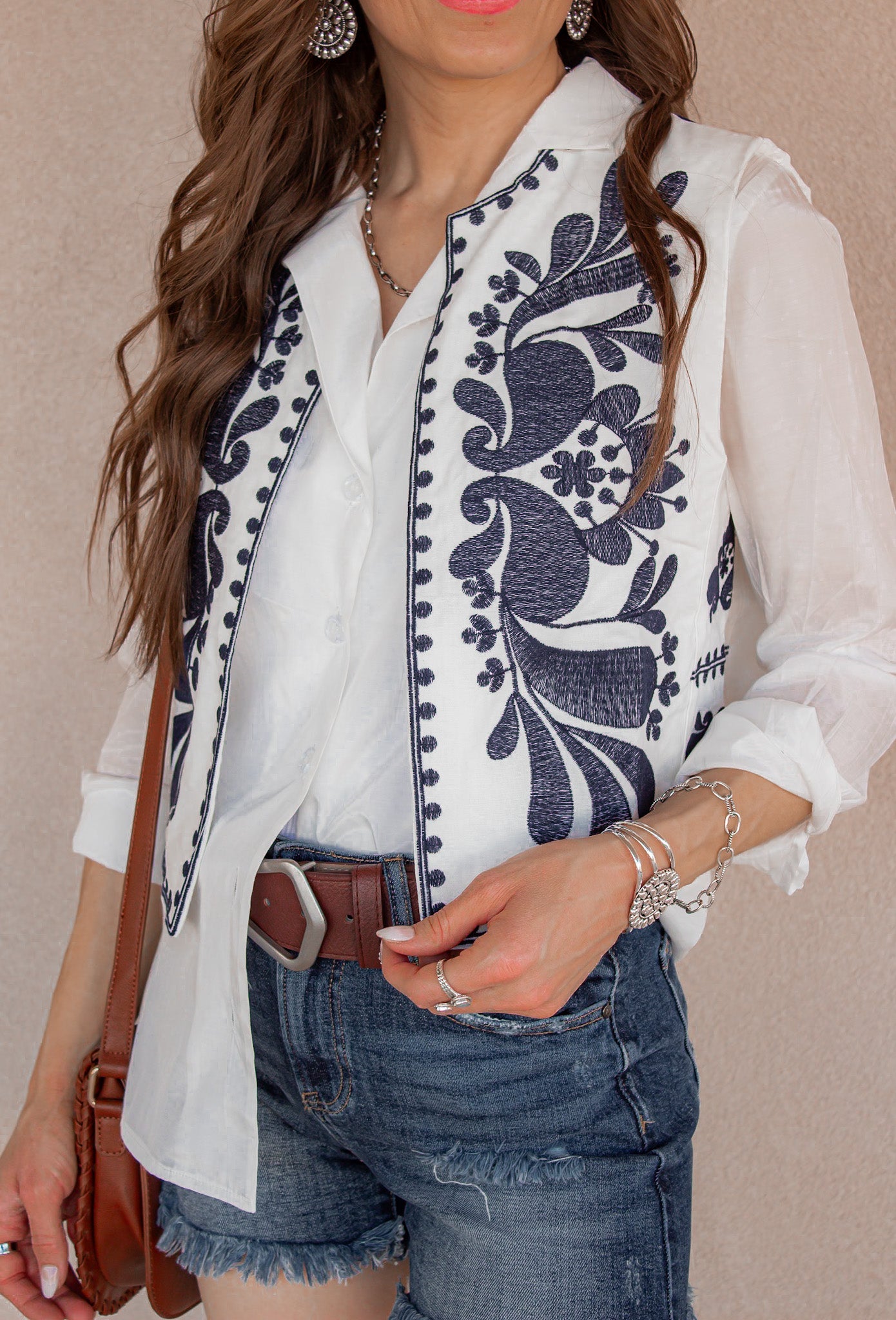 Callie Chic Embroidered Vest-Vests-Krush Kandy, Women's Online Fashion Boutique Located in Phoenix, Arizona (Scottsdale Area)