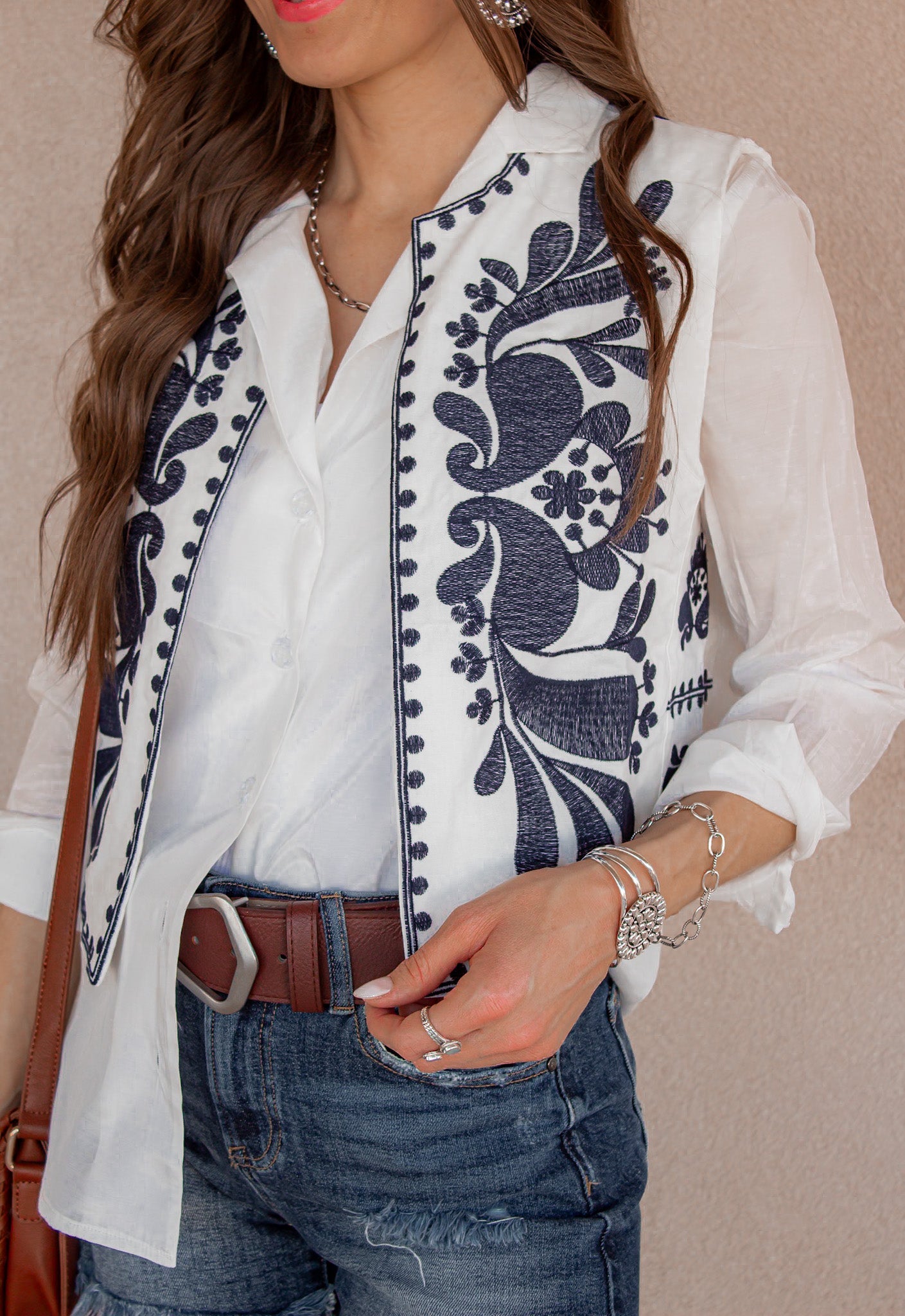 Callie Chic Embroidered Vest-Vests-Krush Kandy, Women's Online Fashion Boutique Located in Phoenix, Arizona (Scottsdale Area)