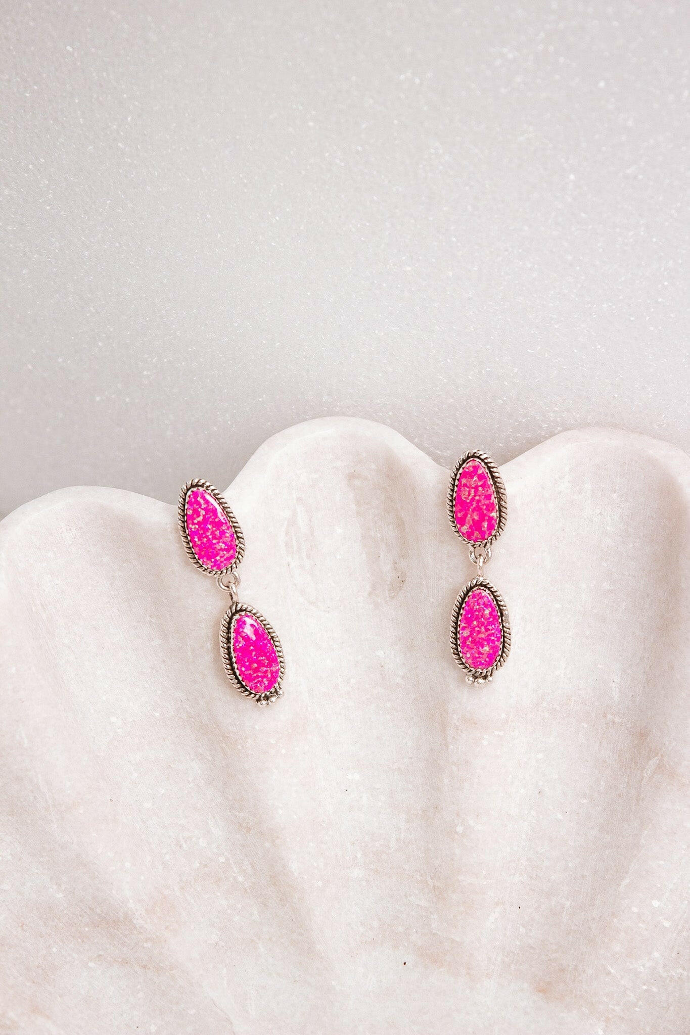 Sterling Silver Stone Drop Slab Earrings-Drop Earrings-Krush Kandy, Women's Online Fashion Boutique Located in Phoenix, Arizona (Scottsdale Area)