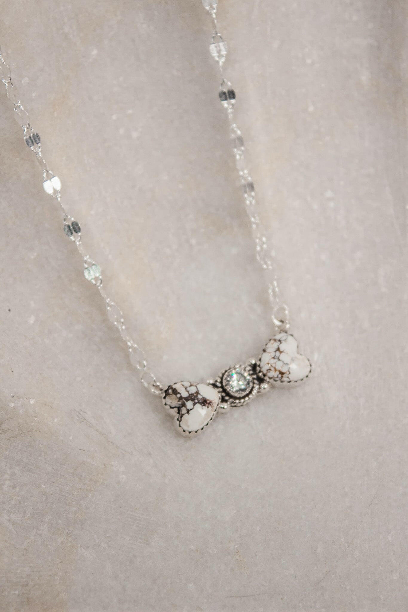 Bohemian Bow Bliss Sterling Silver Stone Necklace-Chain Necklaces-Krush Kandy, Women's Online Fashion Boutique Located in Phoenix, Arizona (Scottsdale Area)