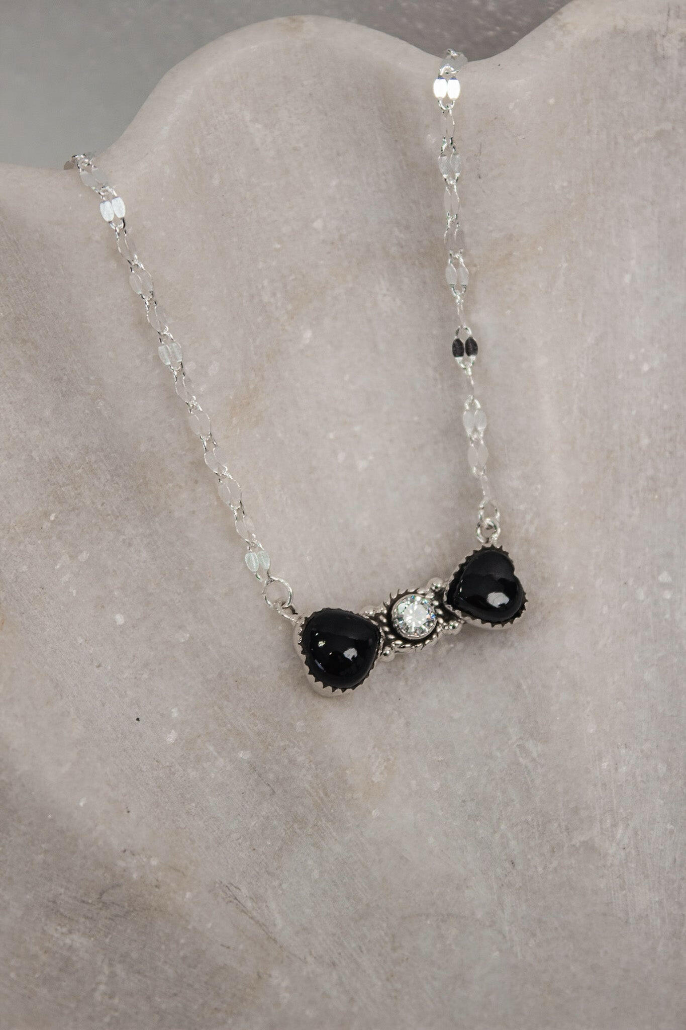 Bohemian Bow Bliss Sterling Silver Stone Necklace-Chain Necklaces-Krush Kandy, Women's Online Fashion Boutique Located in Phoenix, Arizona (Scottsdale Area)